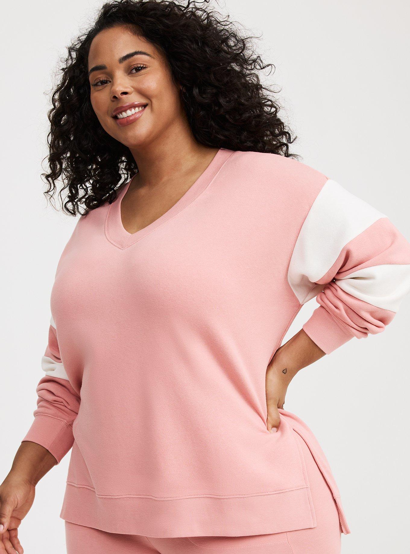 Cozy Fleece V-Neck Step Hem Sweatshirt