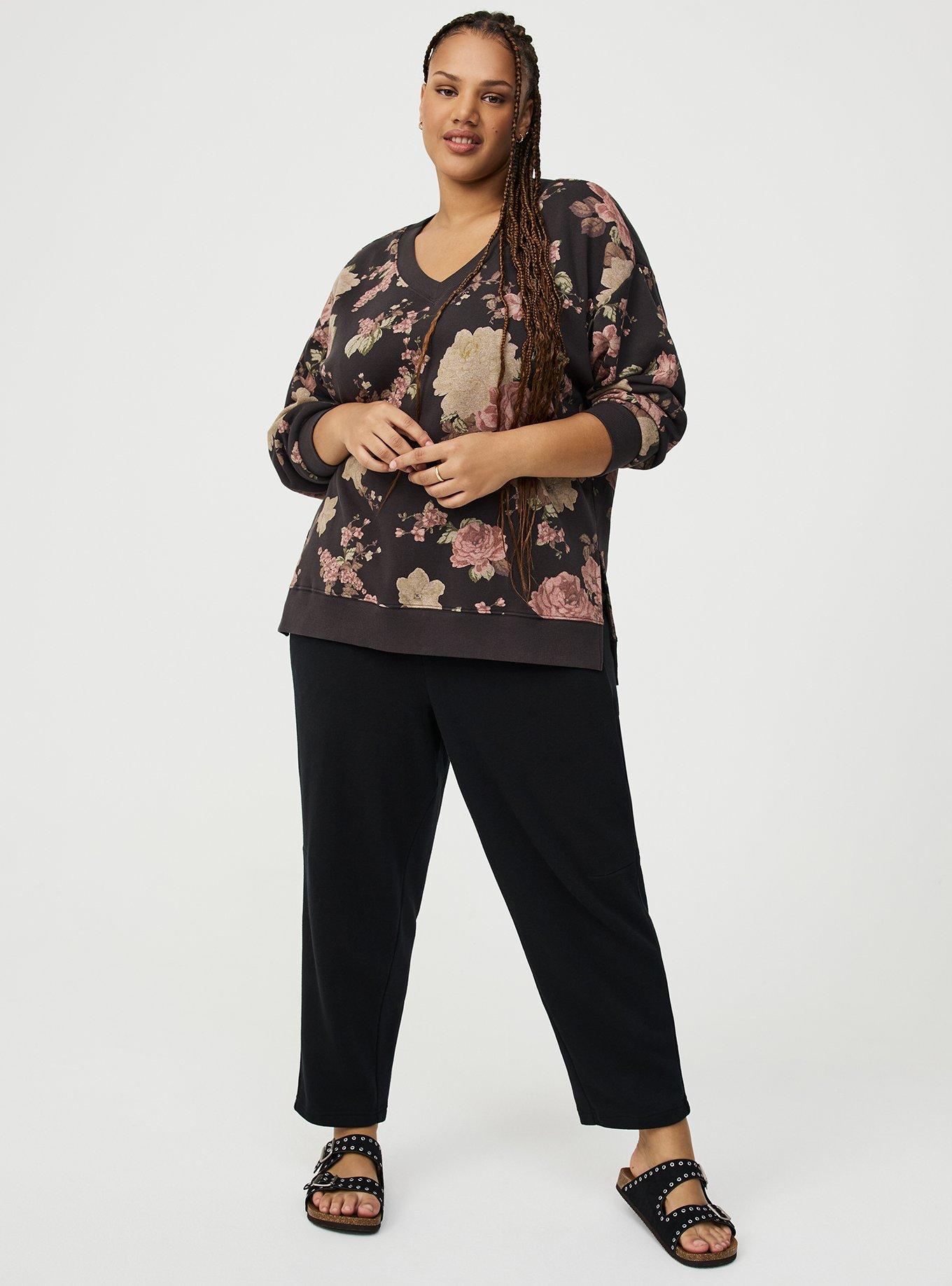 V-Neck Step Hem Sweatshirt
