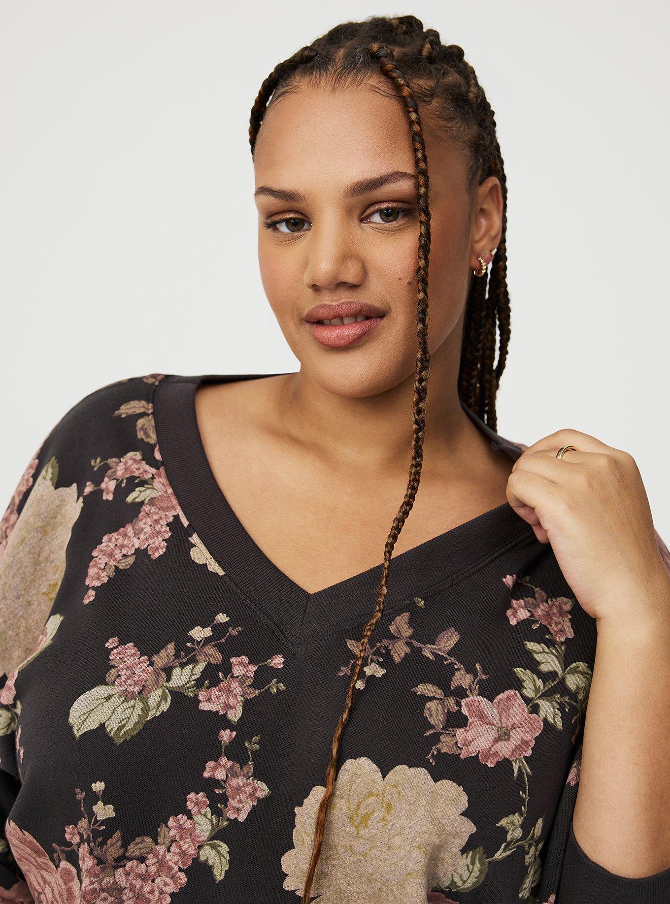 V-Neck Step Hem Sweatshirt