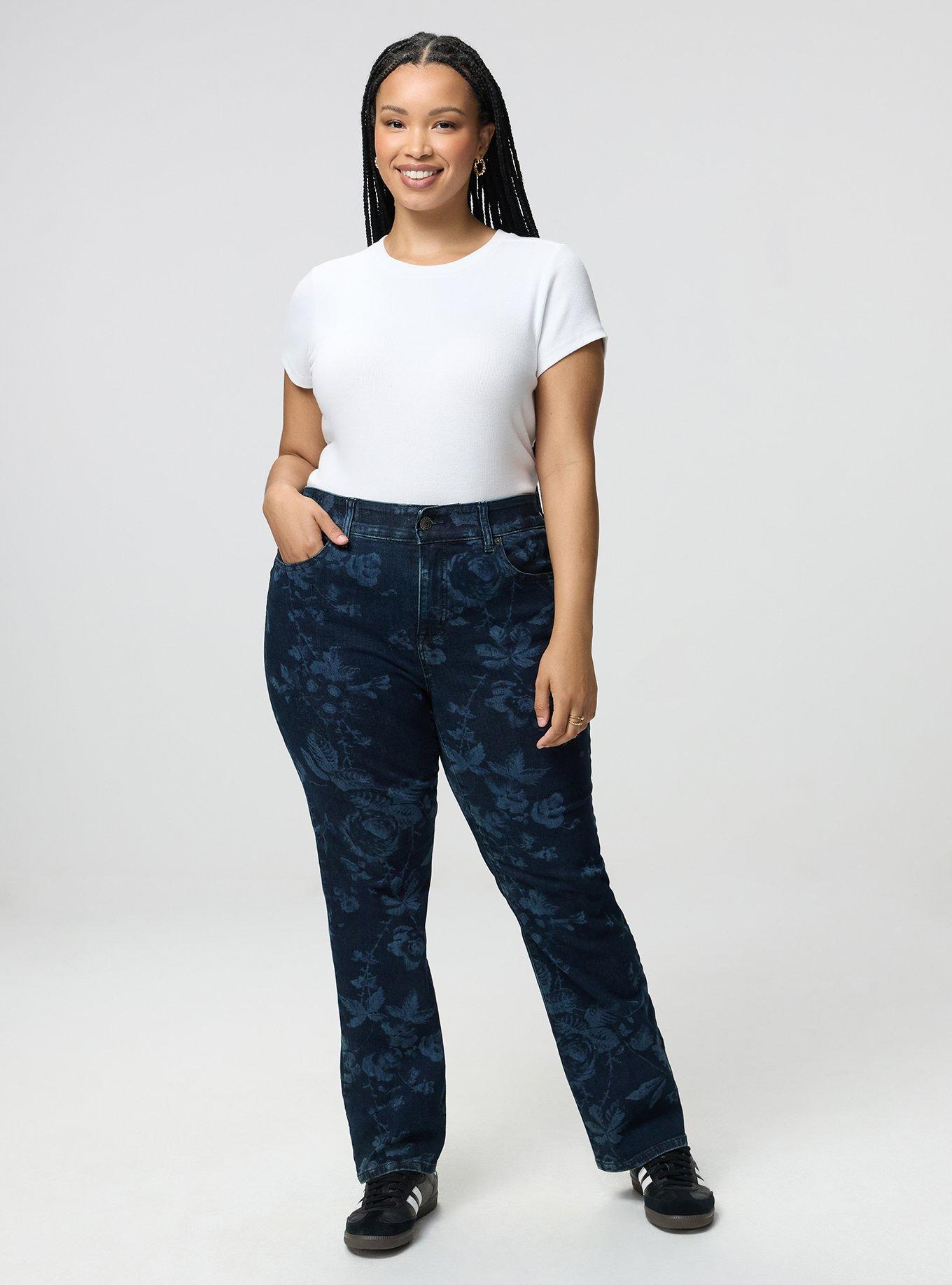Bombshell High-Rise Straight Jean, LASER FLORAL, alternate