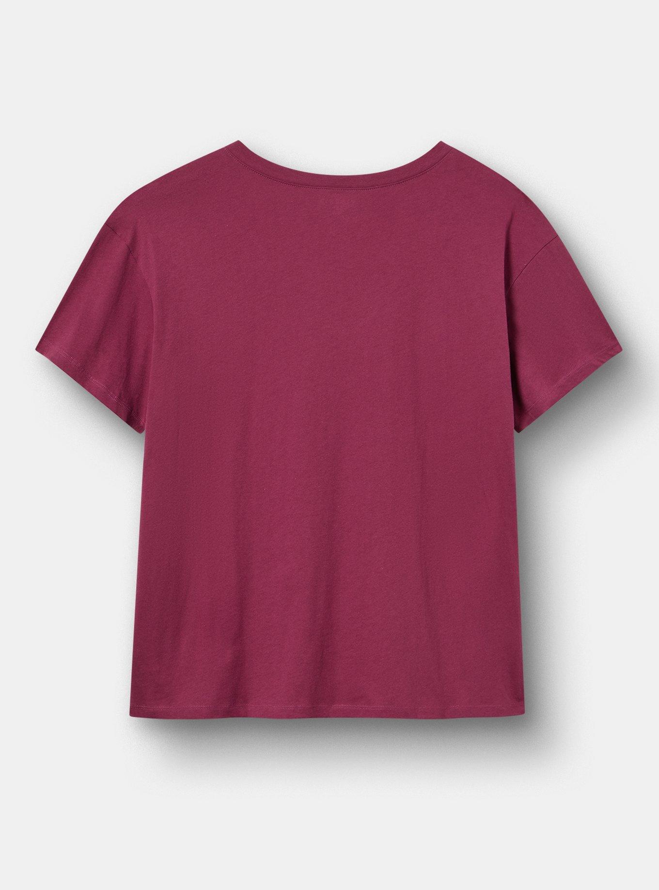Relaxed Vintage Cotton Jersey V-Neck Tee, BUTTERFLY FLIGHT AMARANTH, alternate