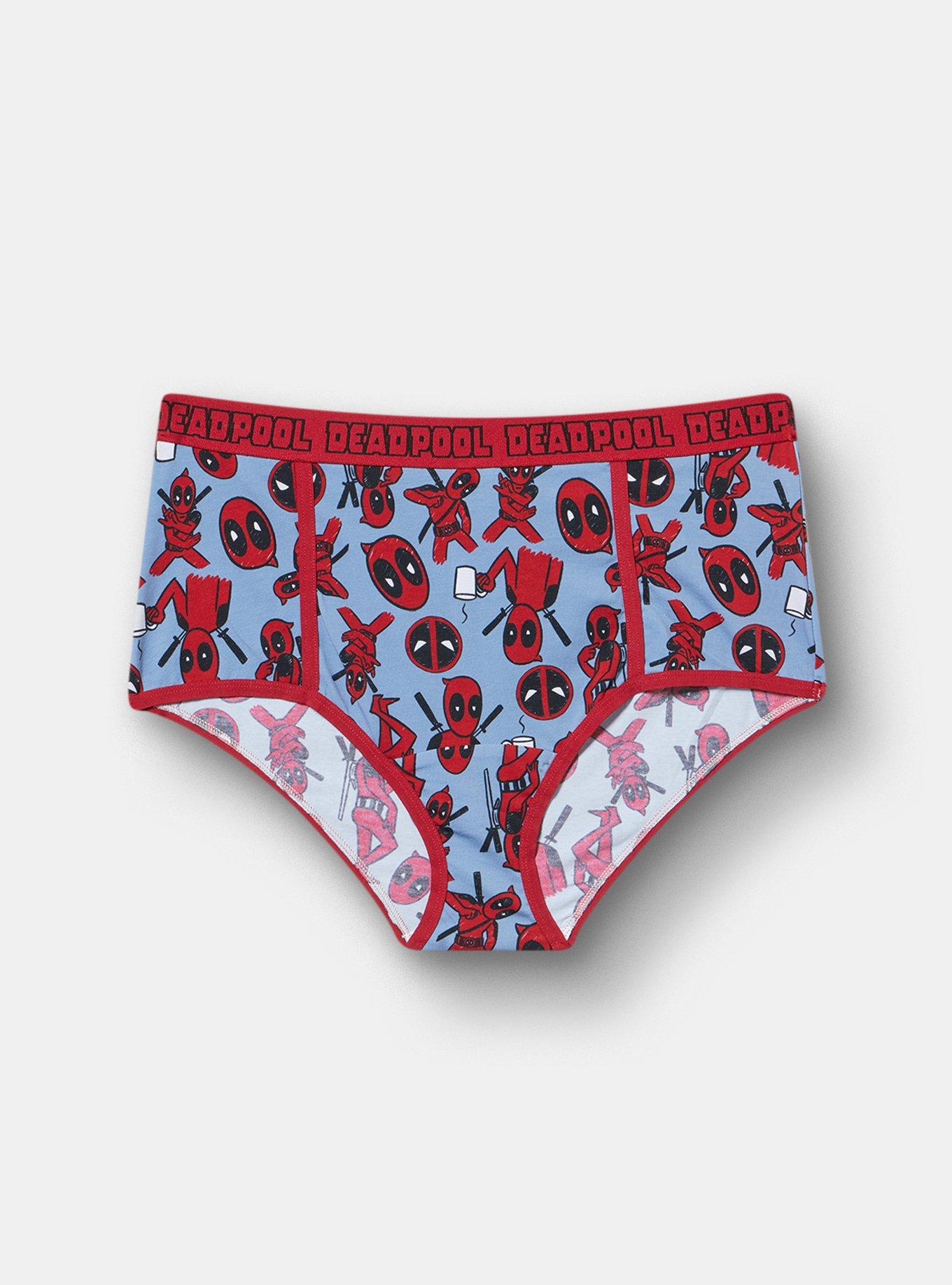 Plus Size Deadpool Mid-Rise Cotton Brief Panty, MULTI, hi-res