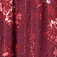 Tiered Babydoll Mini Dress, WENDY FLORAL BURGUNDY, swatch