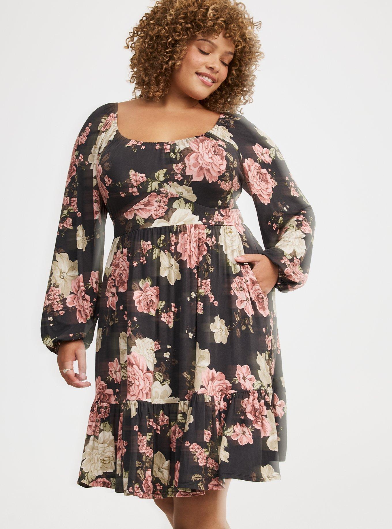 Tiered 3/4 Sleeve Mini Dress