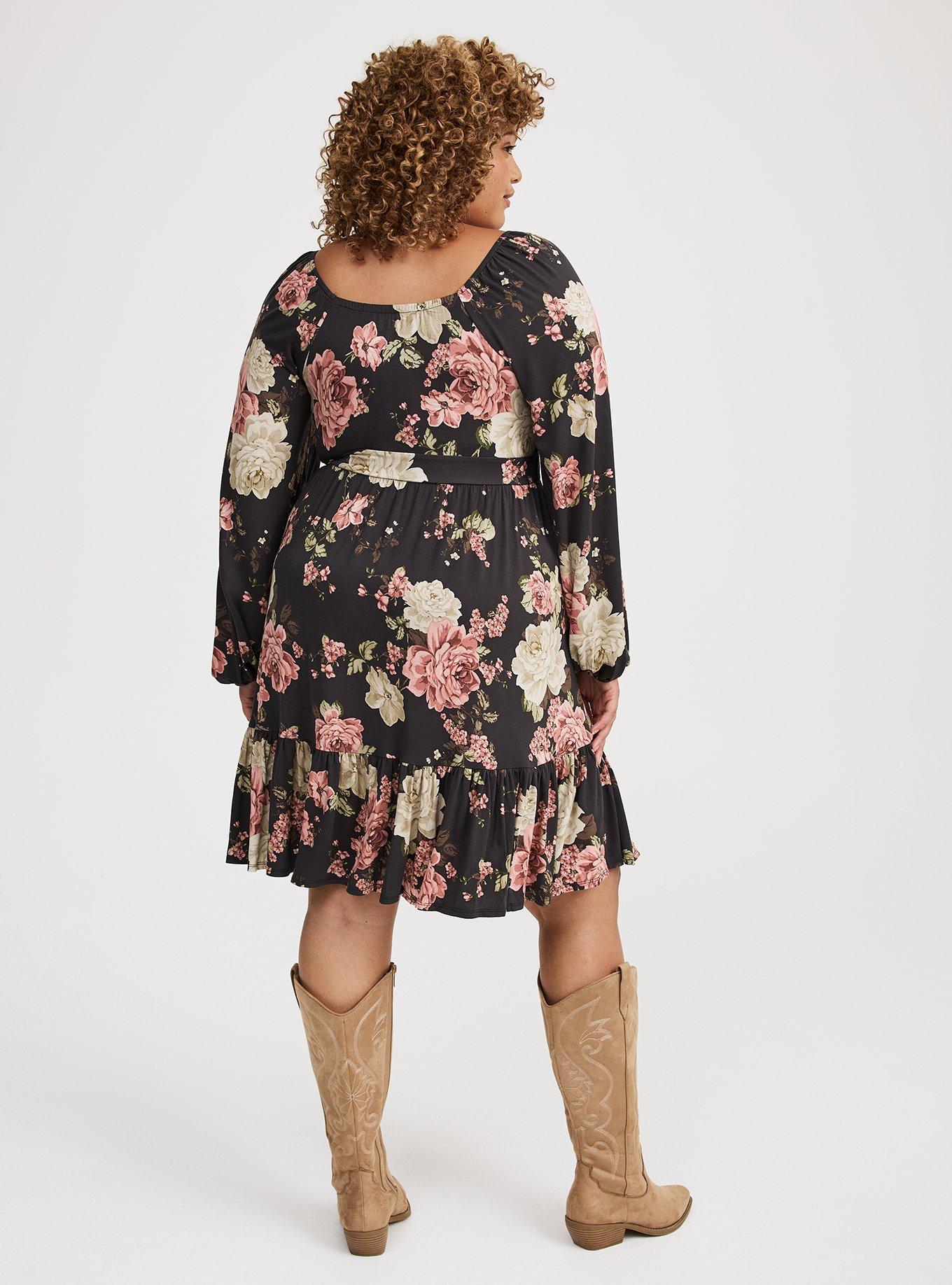 Tiered 3/4 Sleeve Mini Dress