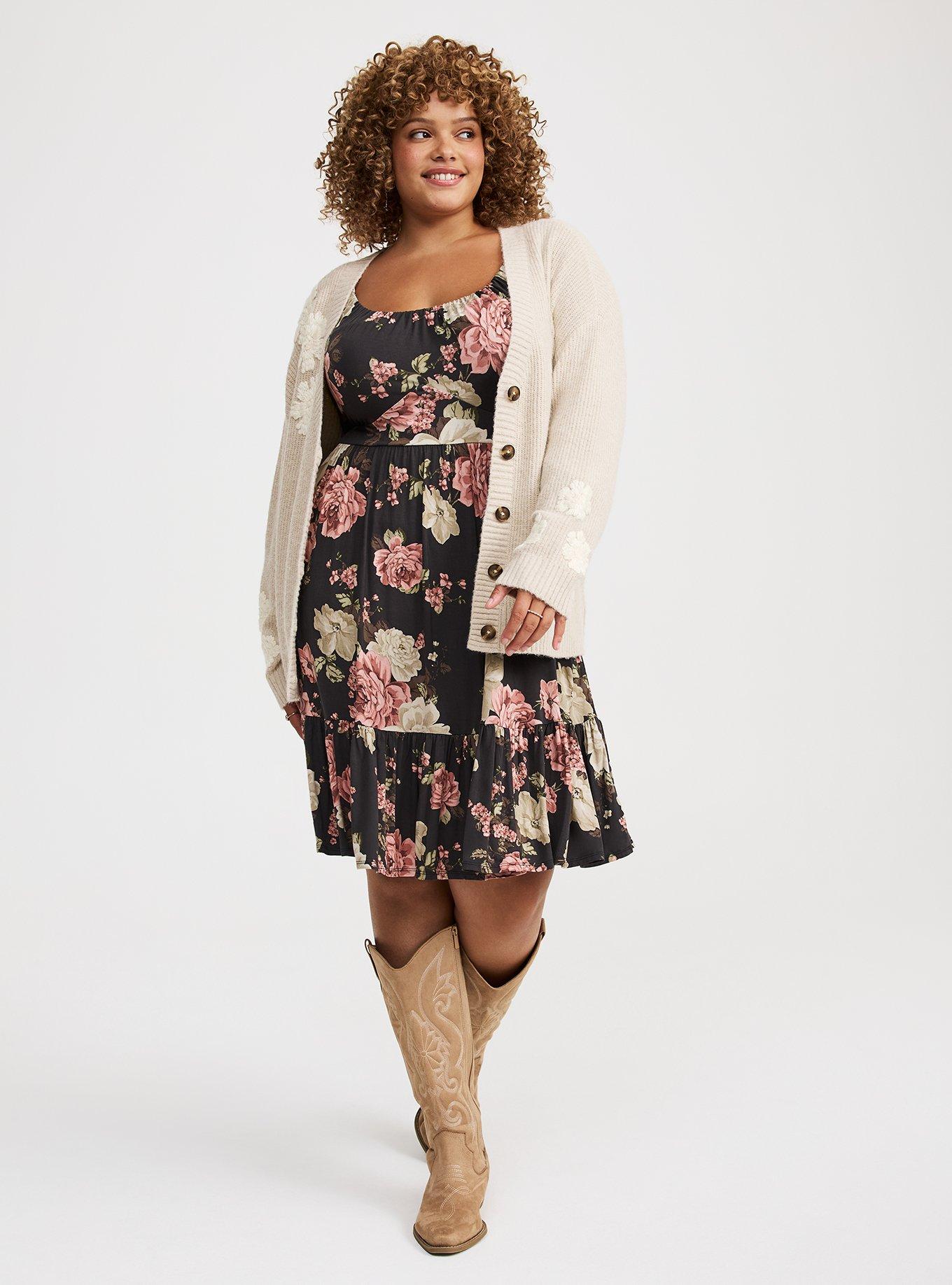 Tiered 3/4 Sleeve Mini Dress