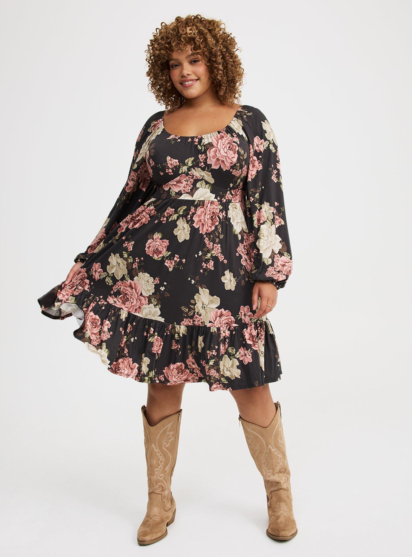 Tiered 3/4 Sleeve Mini Dress