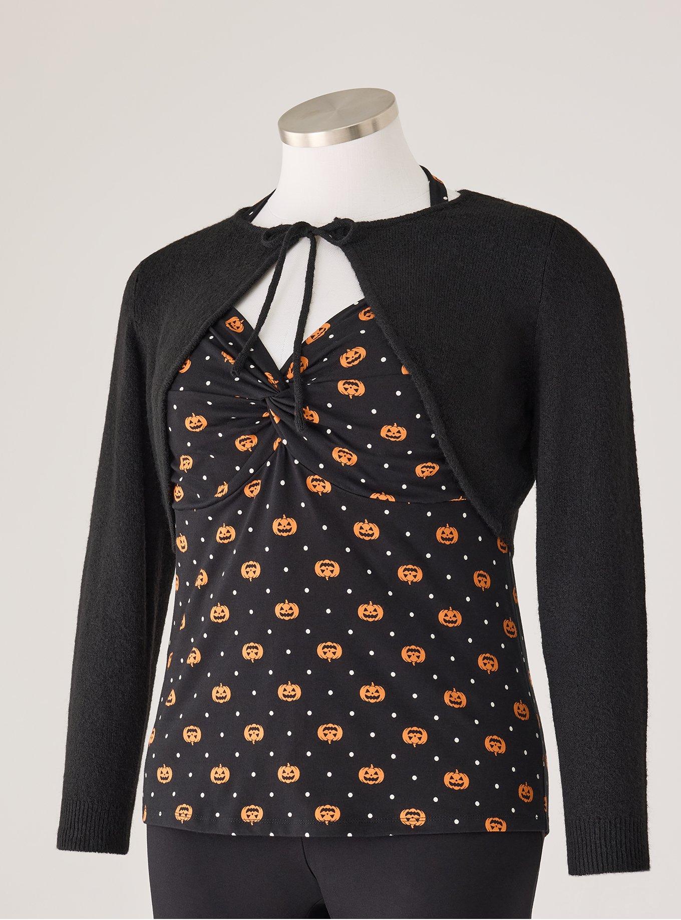 Retro Chic Tie-Front Shrug, DEEP BLACK, flat