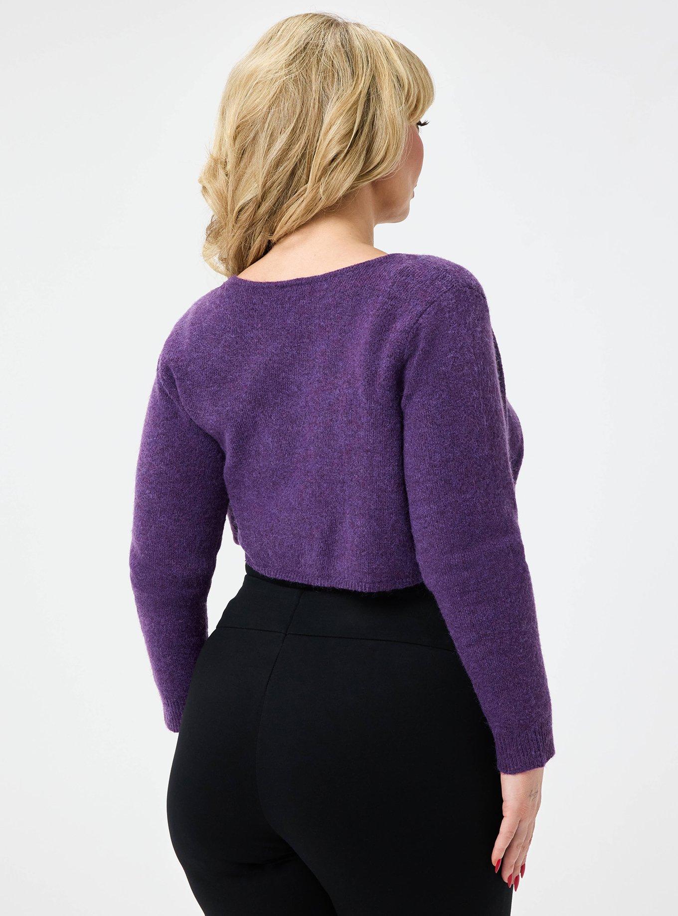Retro Chic Tie-Front Shrug, GRAPE ROYALE, alternate