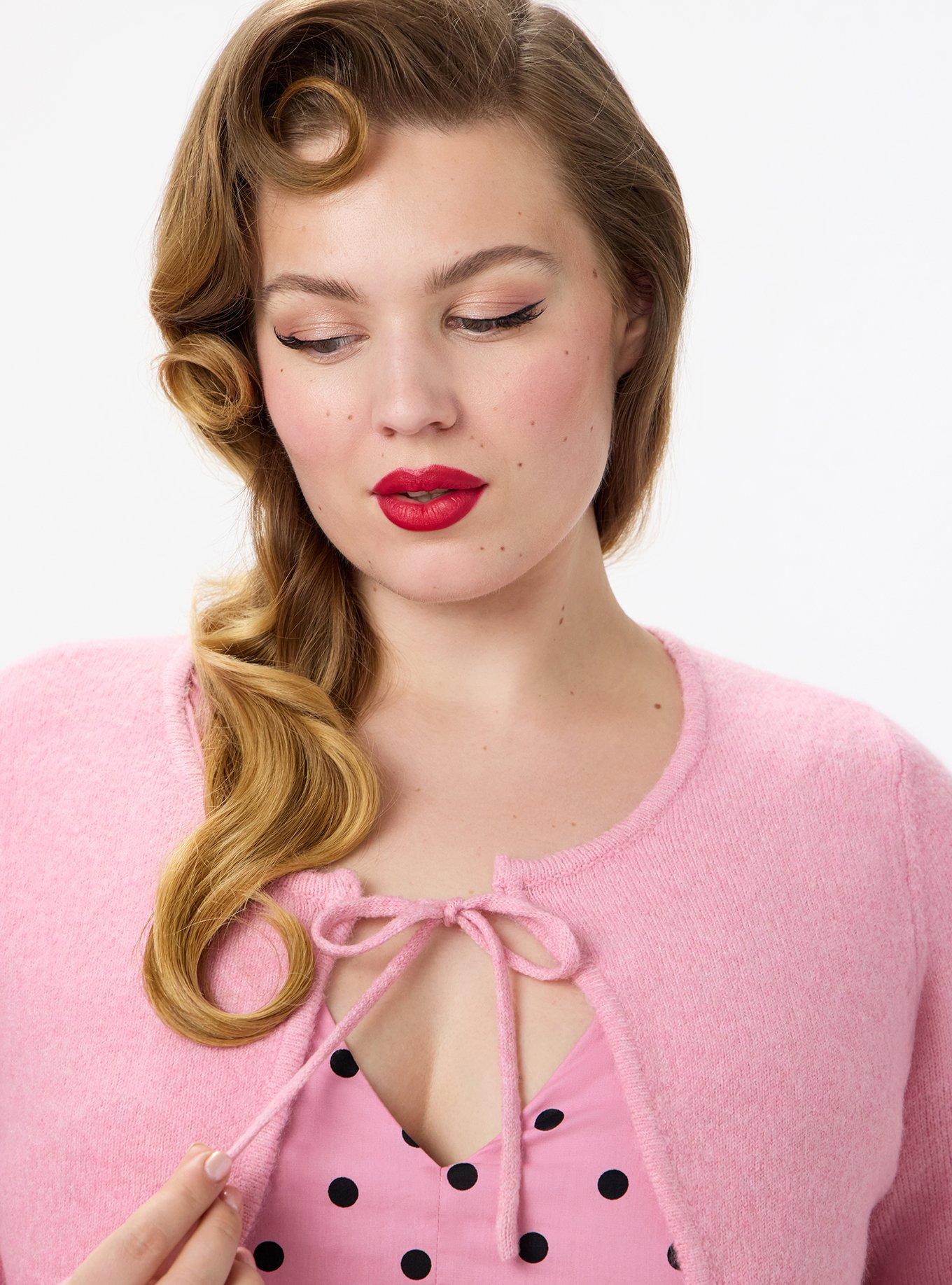 Retro Chic Tie-Front Shrug, ORCHID SMOKE, alternate