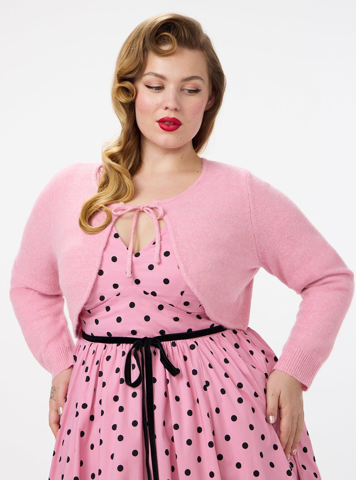 Retro Chic Tie-Front Shrug, ORCHID SMOKE, hi-res