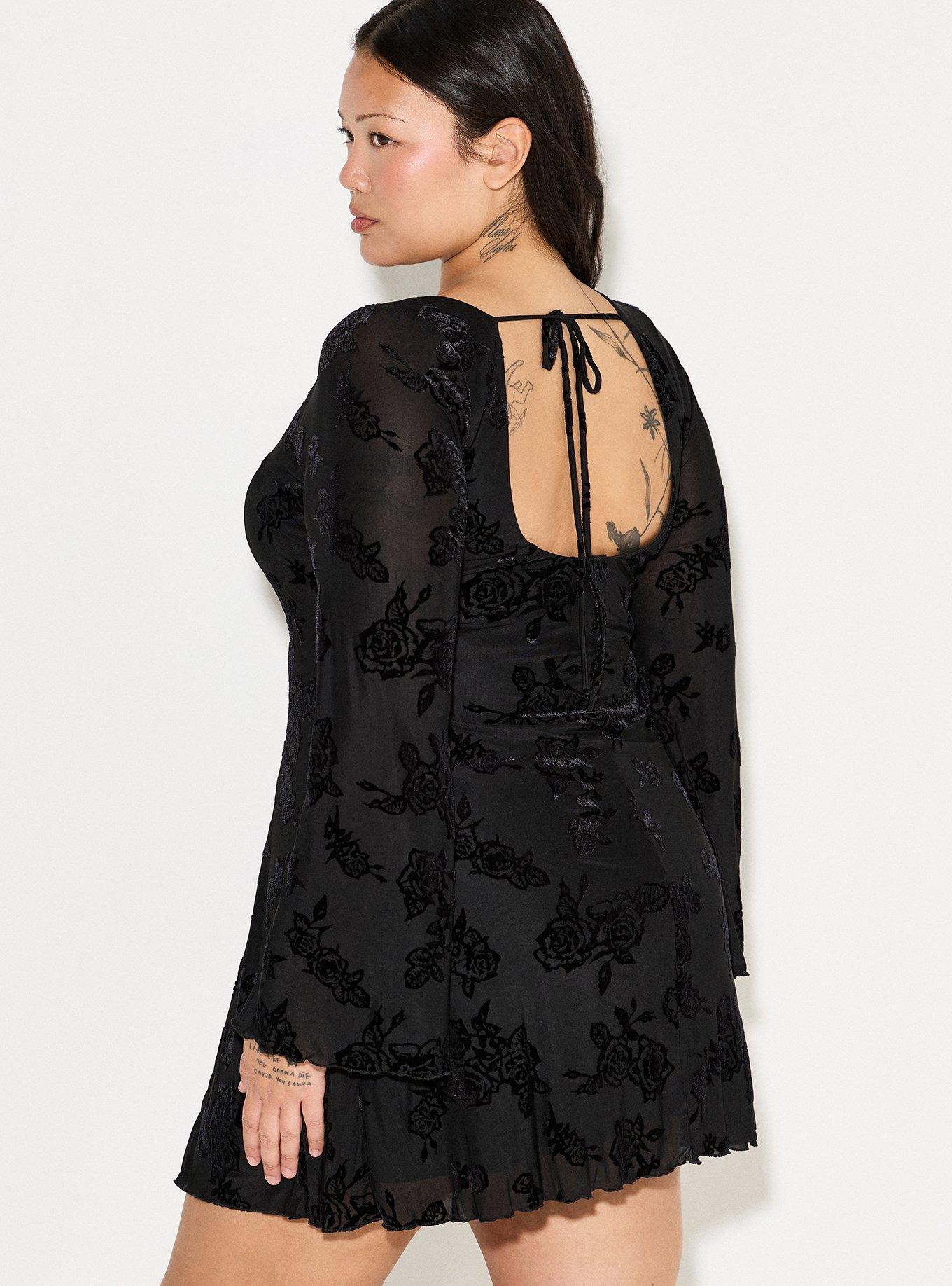 LoveSick Bell-Sleeve Open-Back Mini Dress