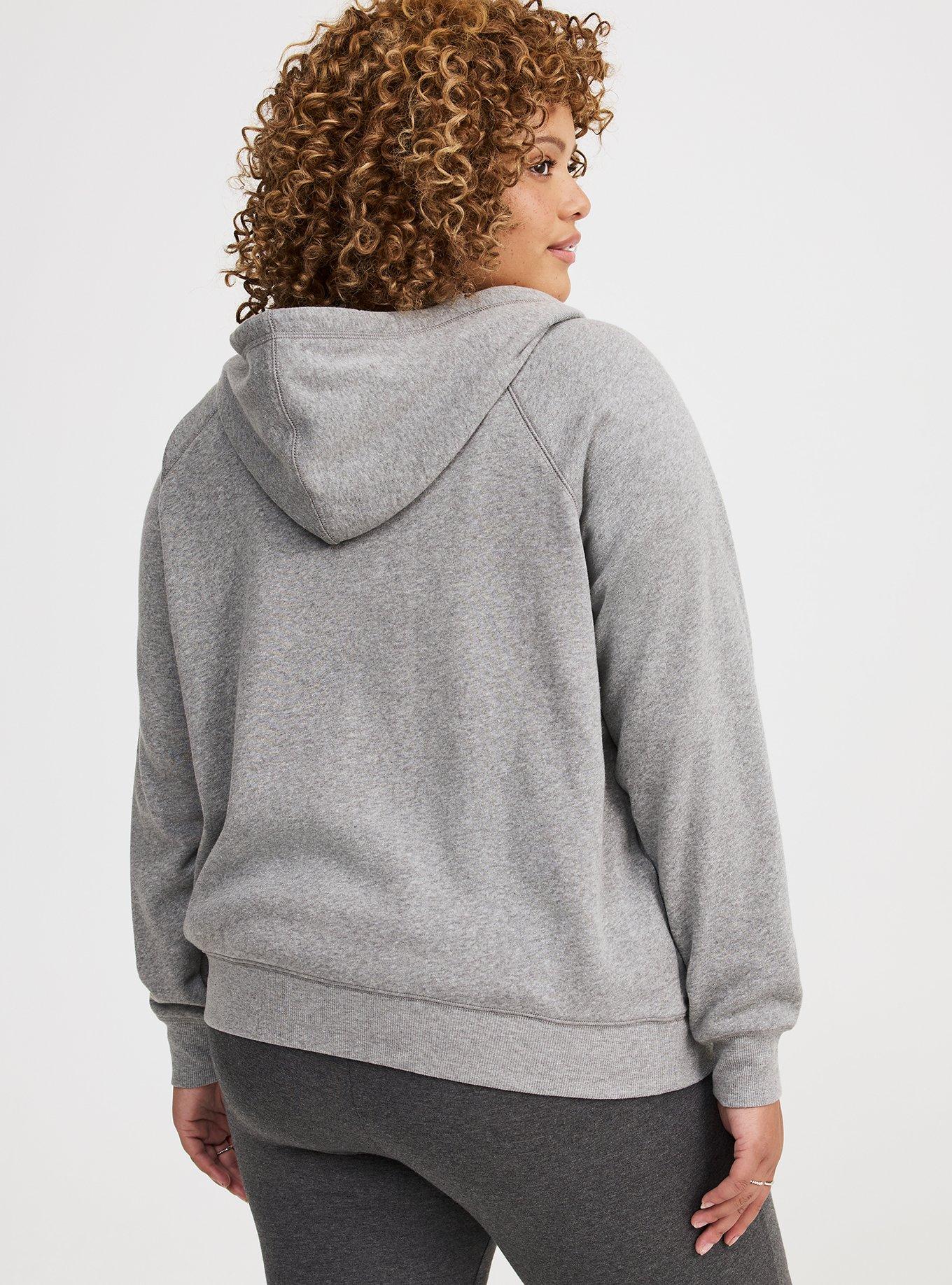 Plus Size - Cozy Fleece Lace Trim Zip-Up Hoodie - Torrid