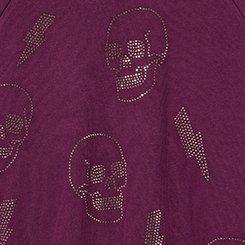 Relaxed Cozy Fleece Sweatshirt, STONE SKULLS POTENT PURPLE, swatch