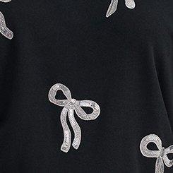 Relaxed Cozy Fleece Sweatshirt, MIXED BOWS DEEP BLACK, swatch