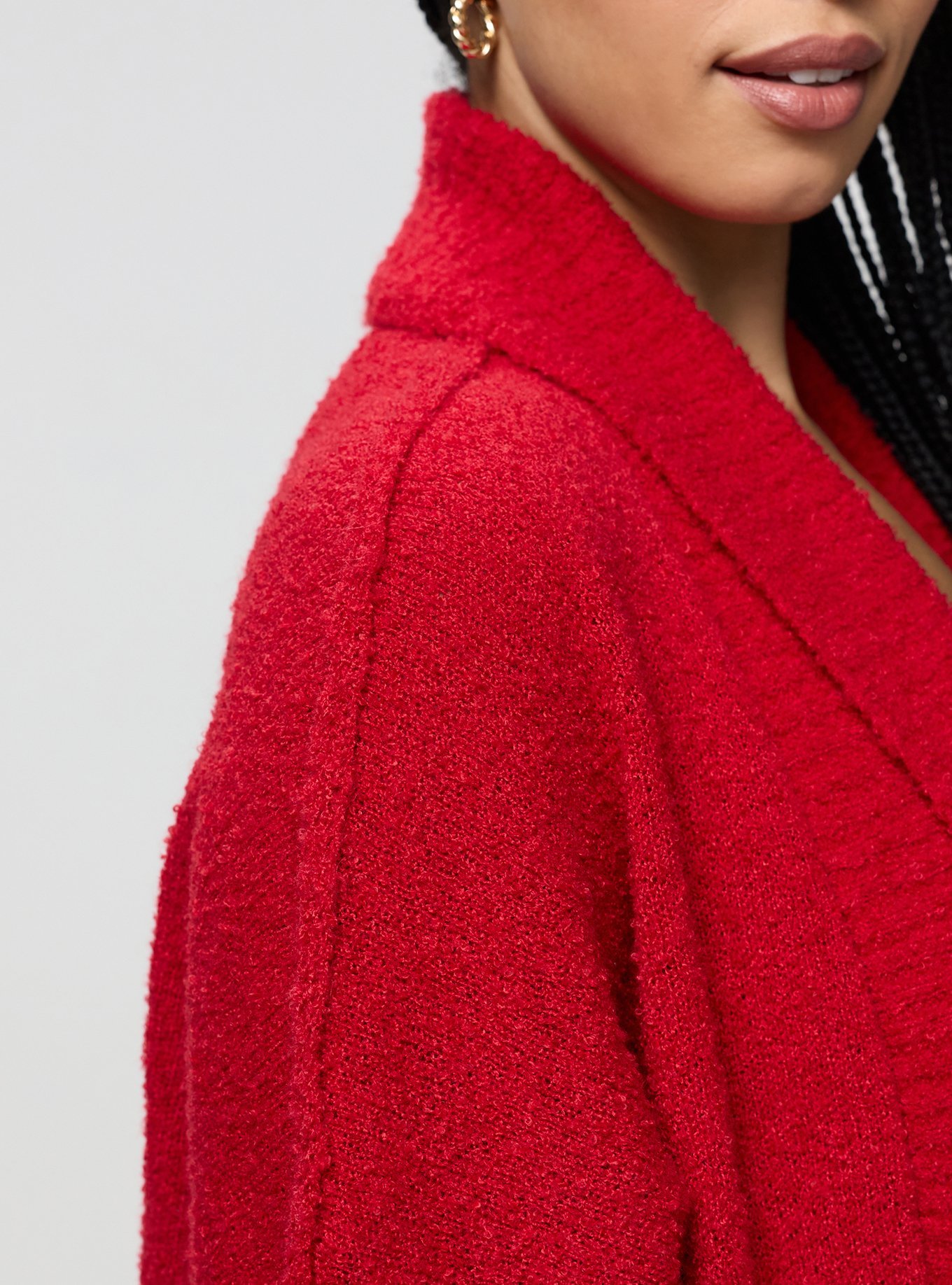 Boucle Open Front Cardigan, JESTER RED, alternate