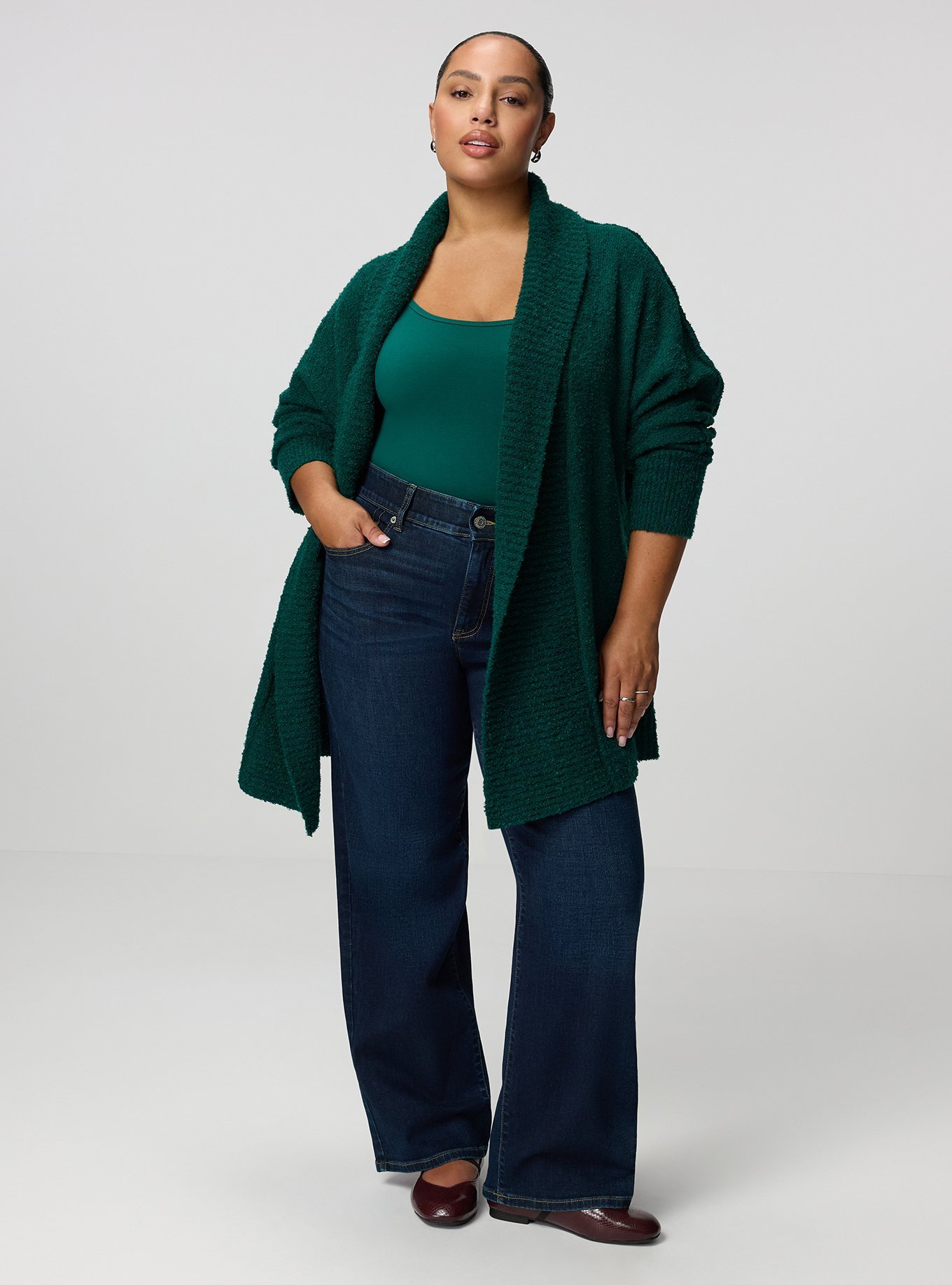 Boucle Open Front Cardigan, BOTANICAL GARDEN, alternate