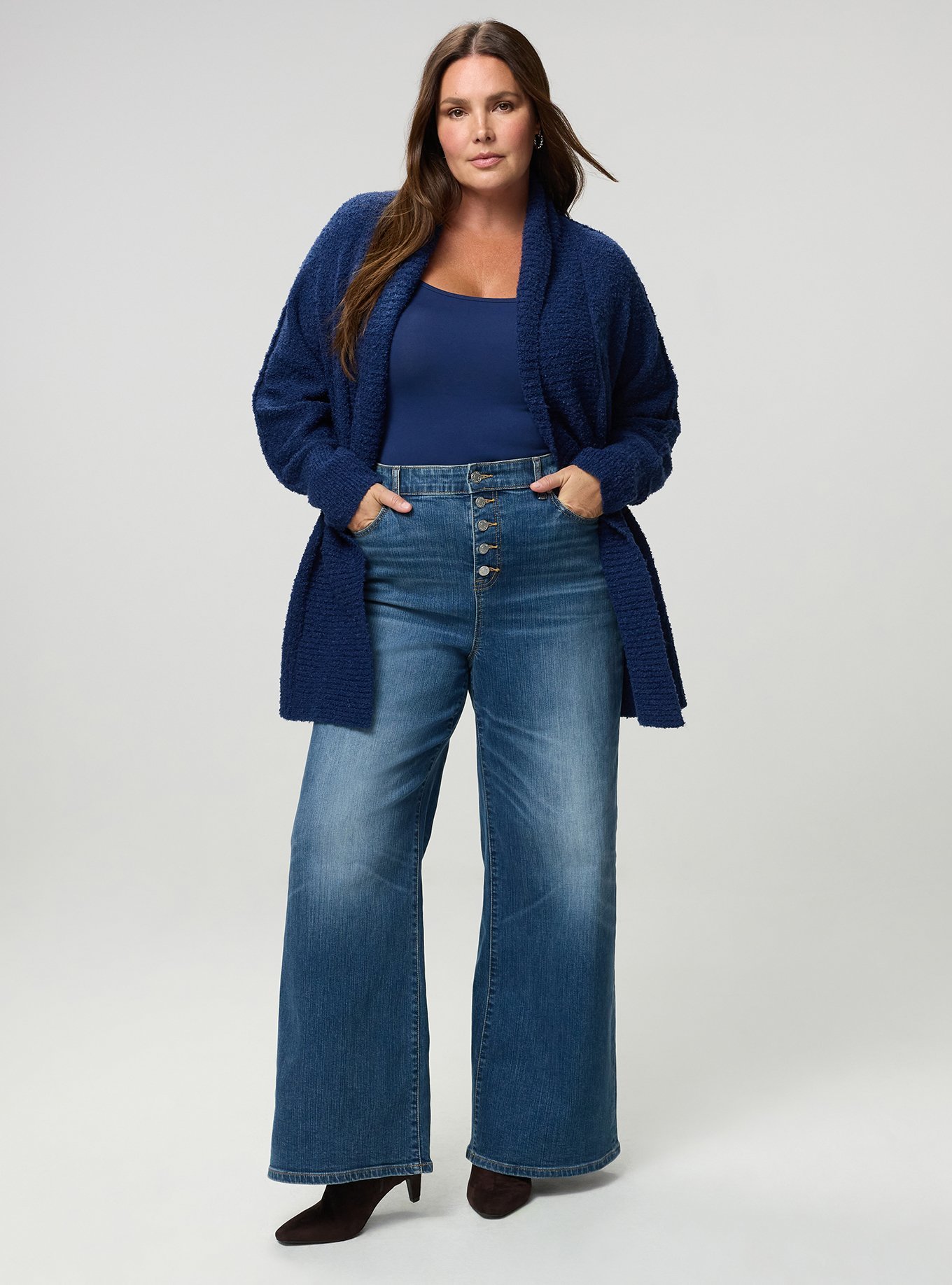 Boucle Open Front Cardigan, MEDIEVAL BLUE, alternate