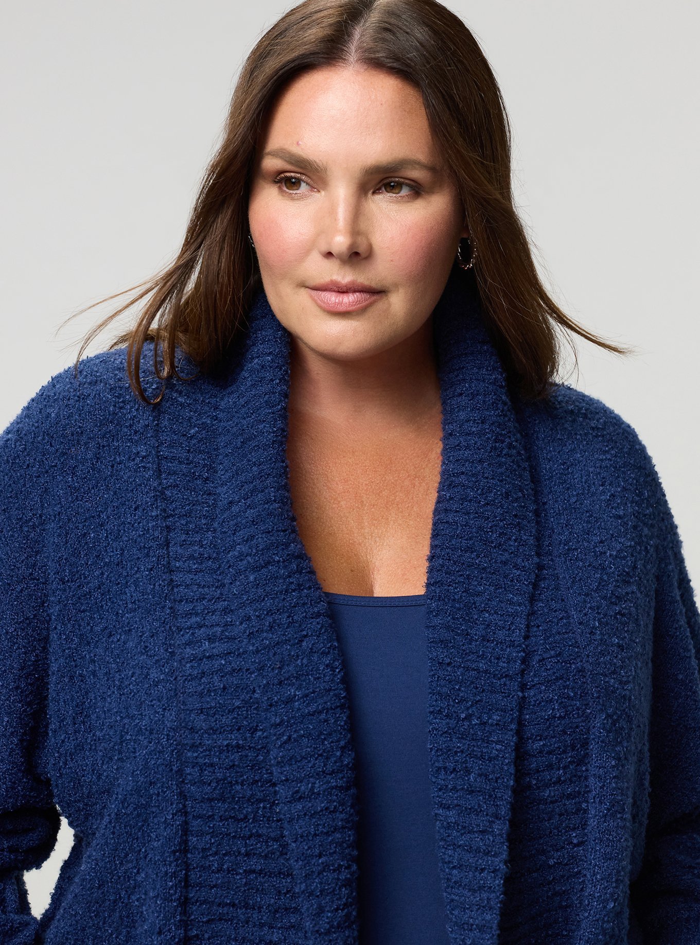 Boucle Open Front Cardigan, MEDIEVAL BLUE, alternate