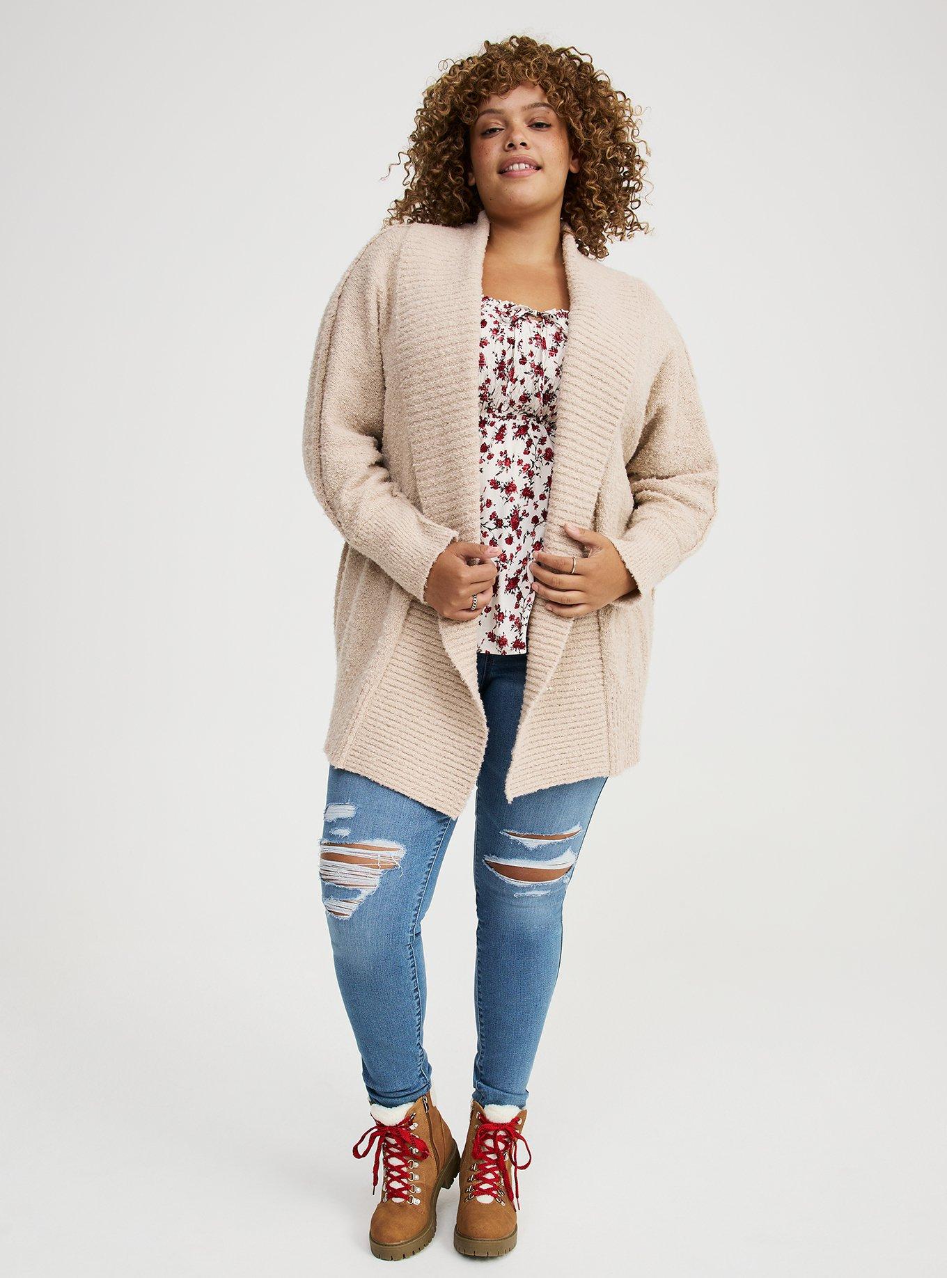 Boucle Open Front Cardigan