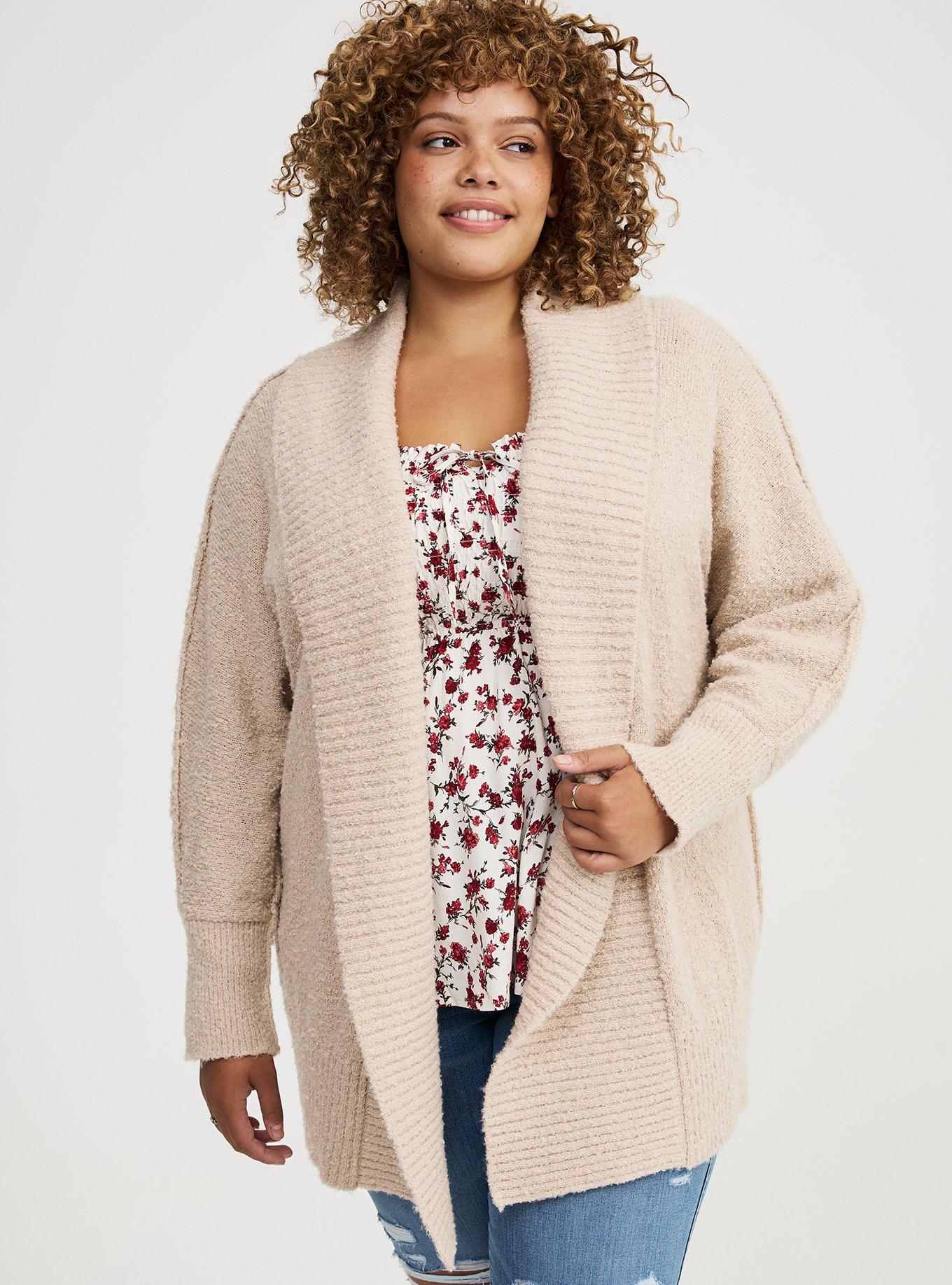 Boucle Open Front Cardigan