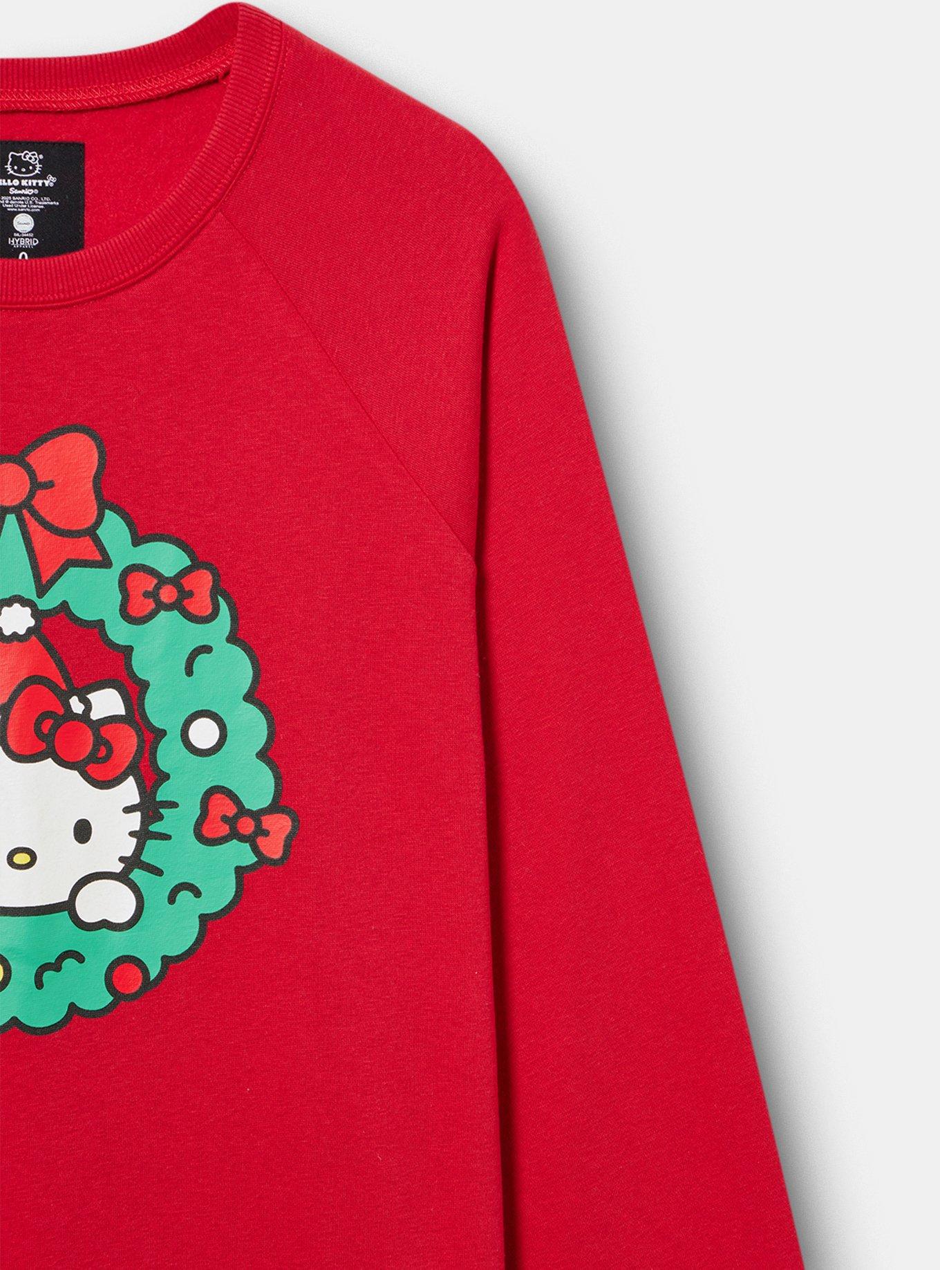 Hello Kitty Christmas Oversized Fleece Sweatshirt, HELLO KITTY XMAS JESTER RED, alternate