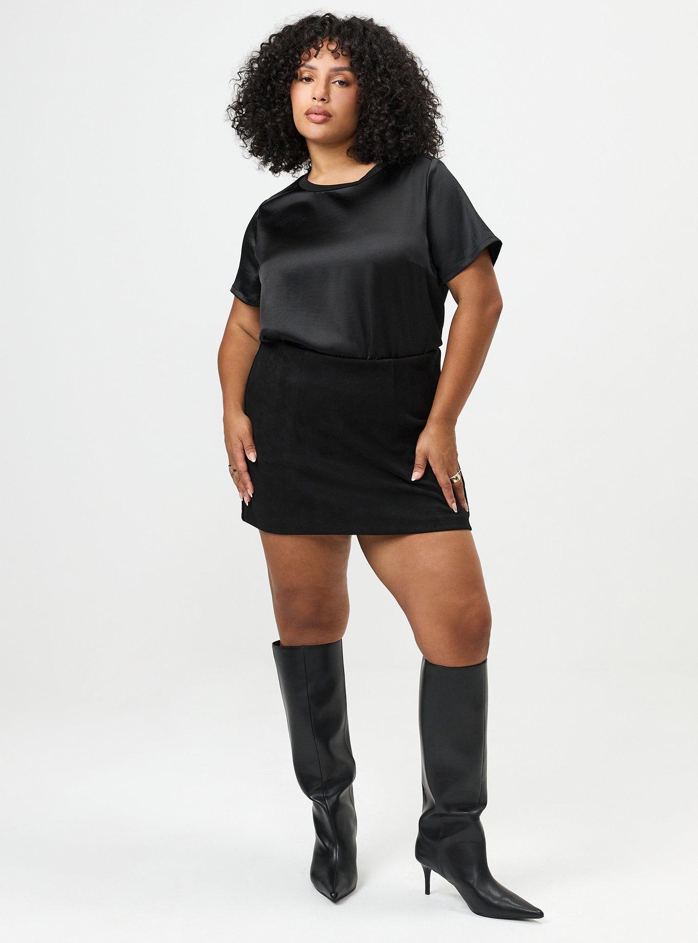 Satin Crew Top, DEEP BLACK, alternate