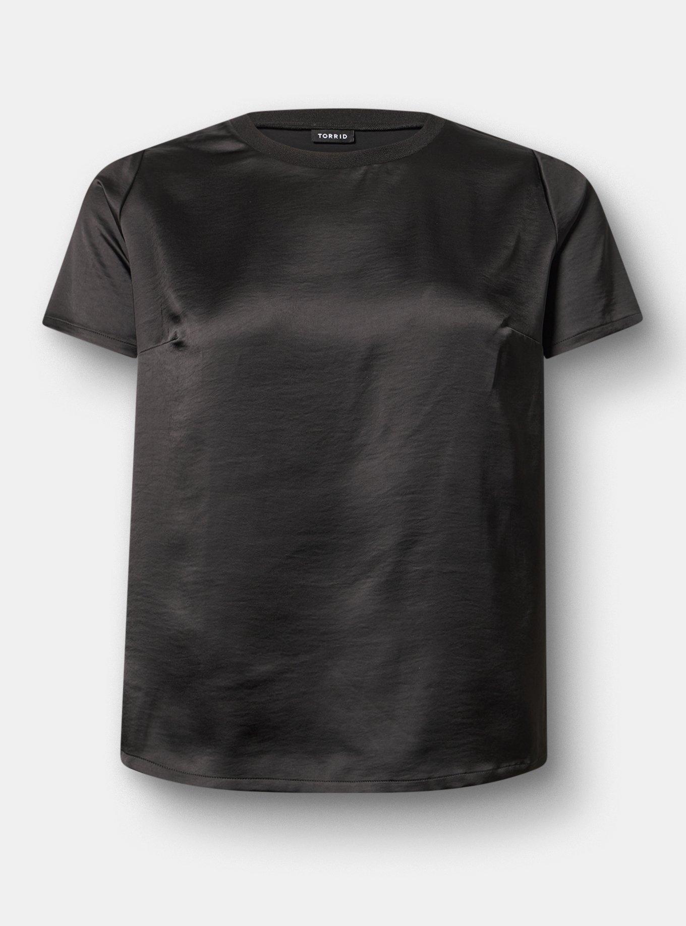 Satin Crew Top, DEEP BLACK, hi-res
