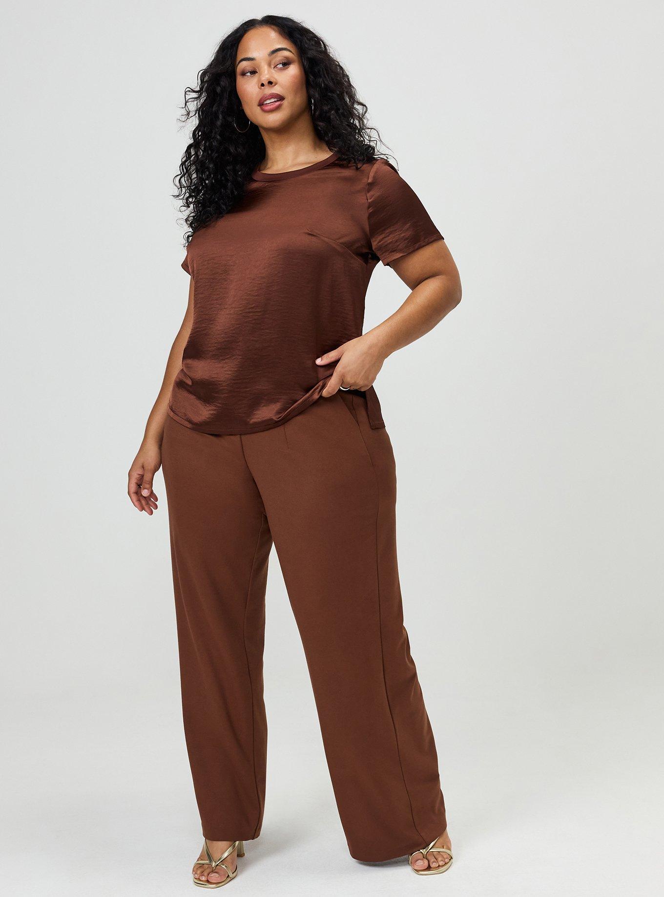 Satin Crew Top, CAPPUCCINO, alternate