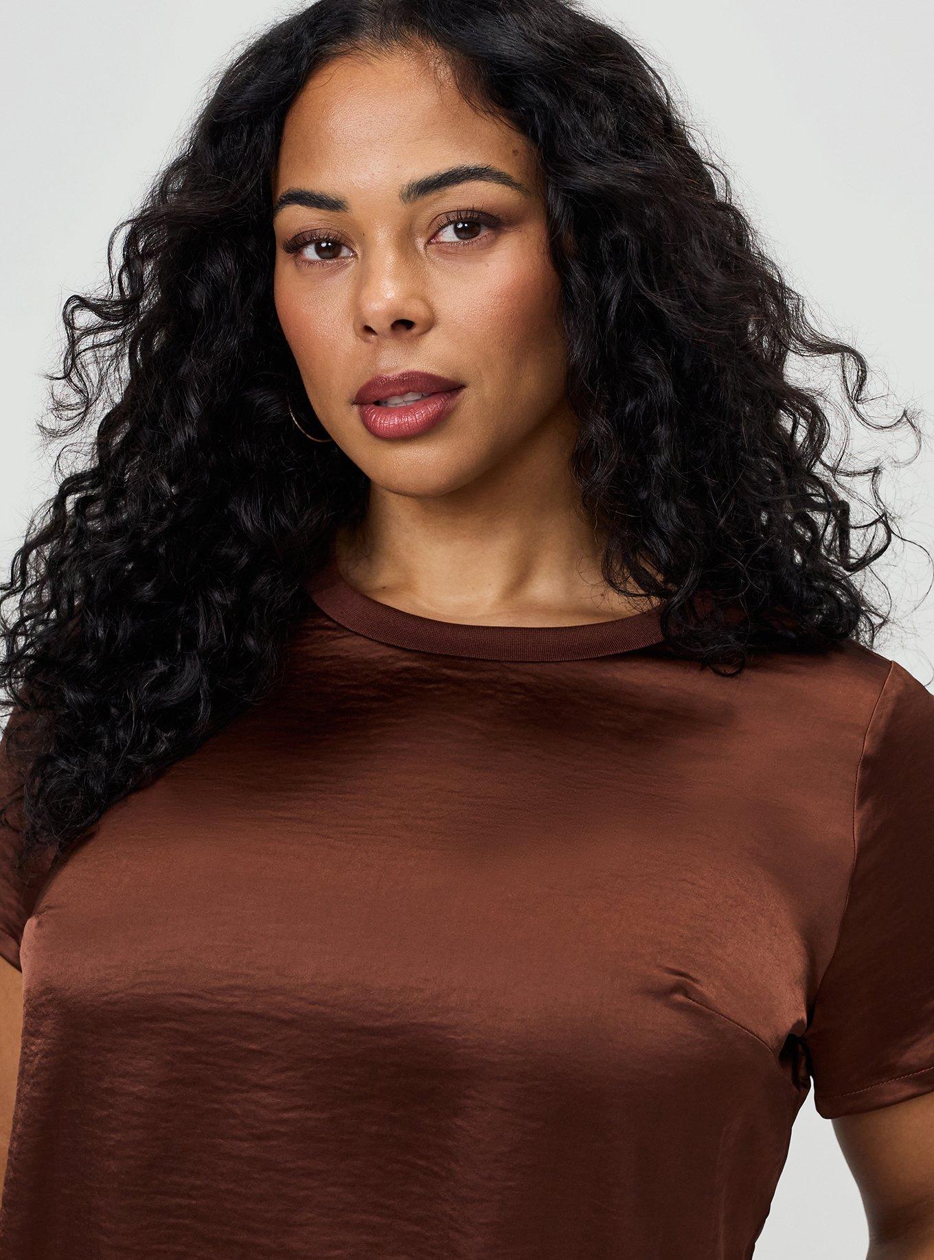 Satin Crew Top, CAPPUCCINO, alternate