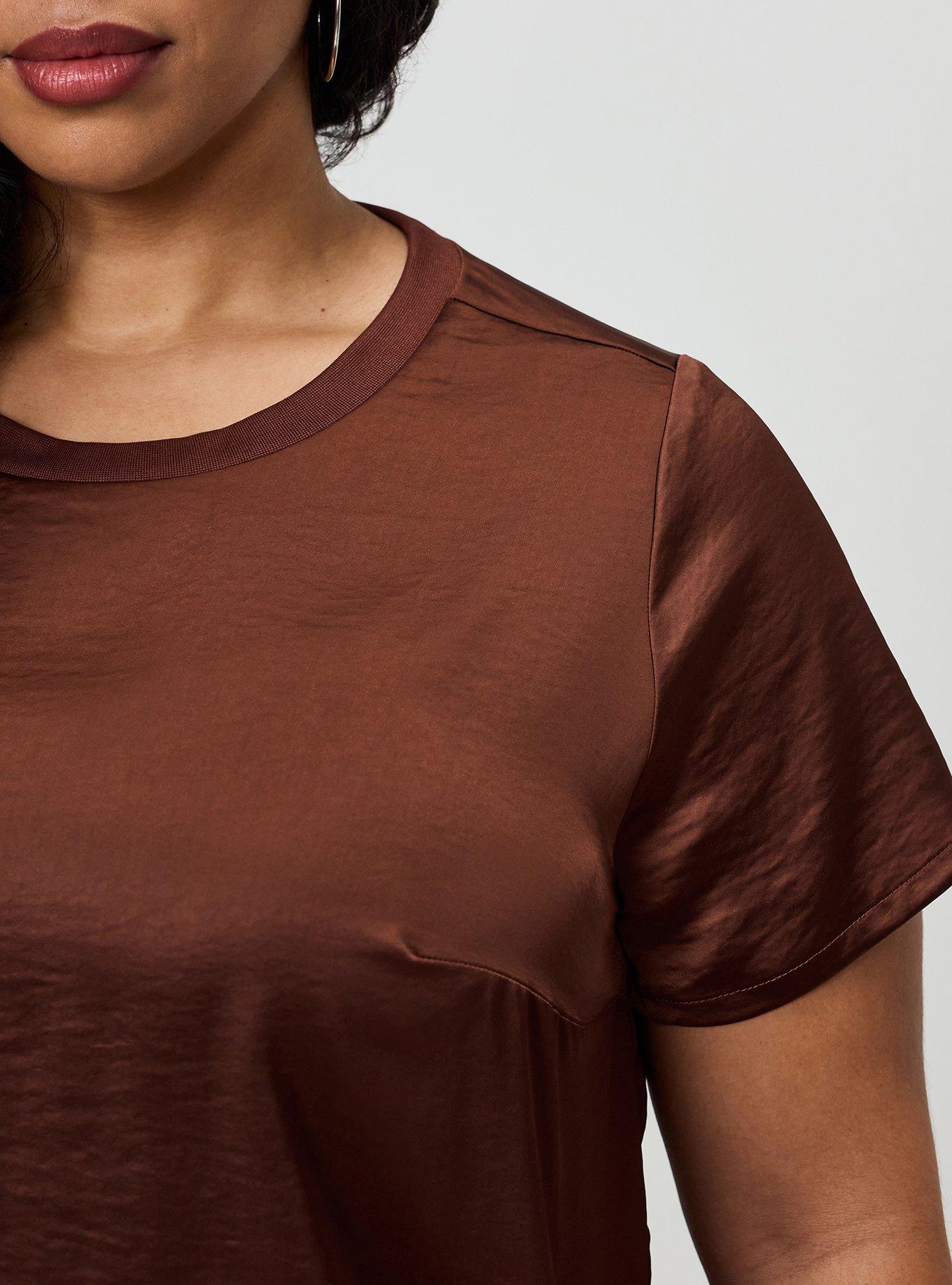 Satin Crew Top, CAPPUCCINO, alternate