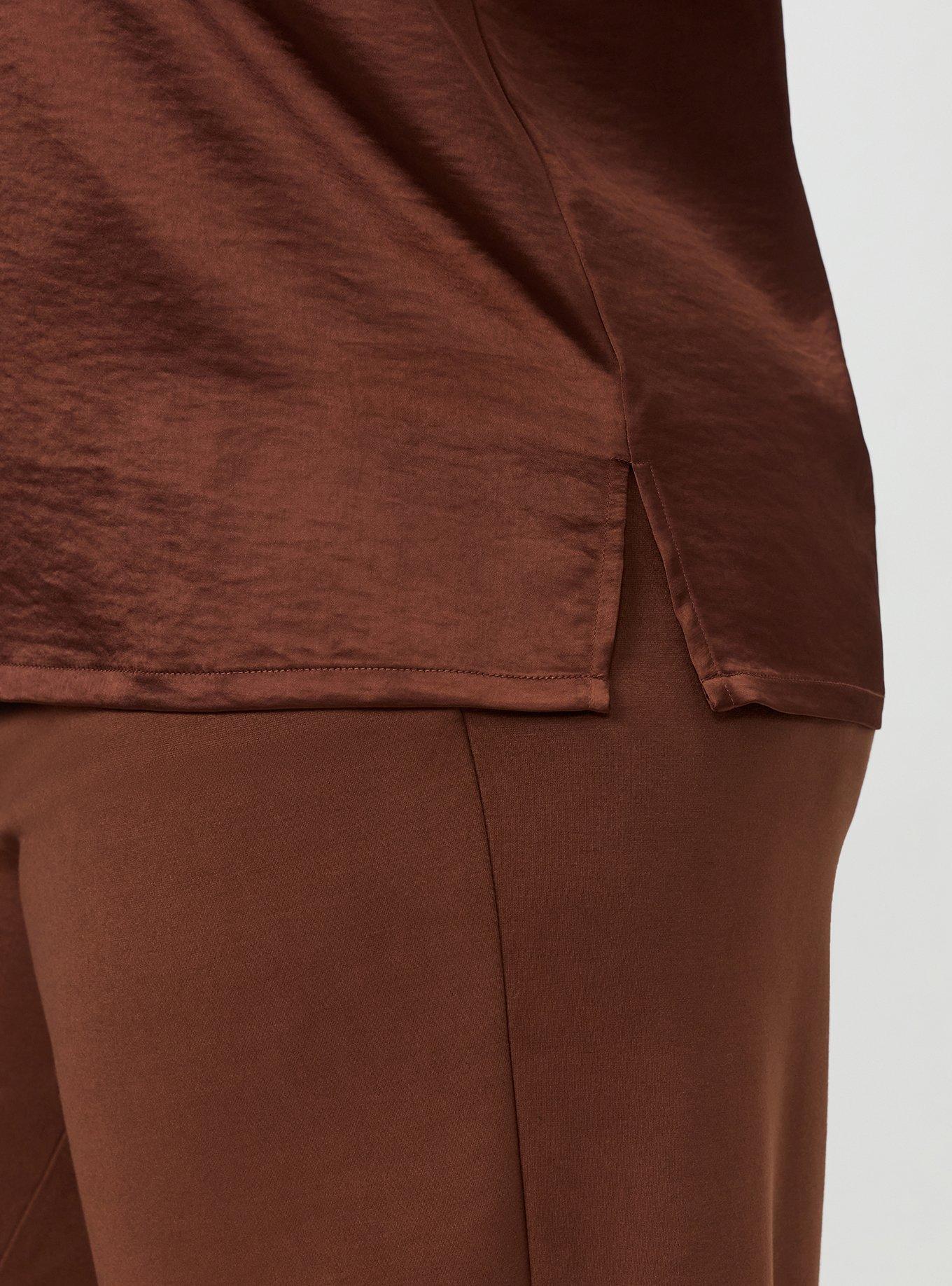 Satin Crew Top, CAPPUCCINO, alternate