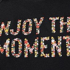 Plus Size Classic Cozy Fleece Tunic Sweatshirt, ENJOY THE MOMENT DEEP BLACK, swatch