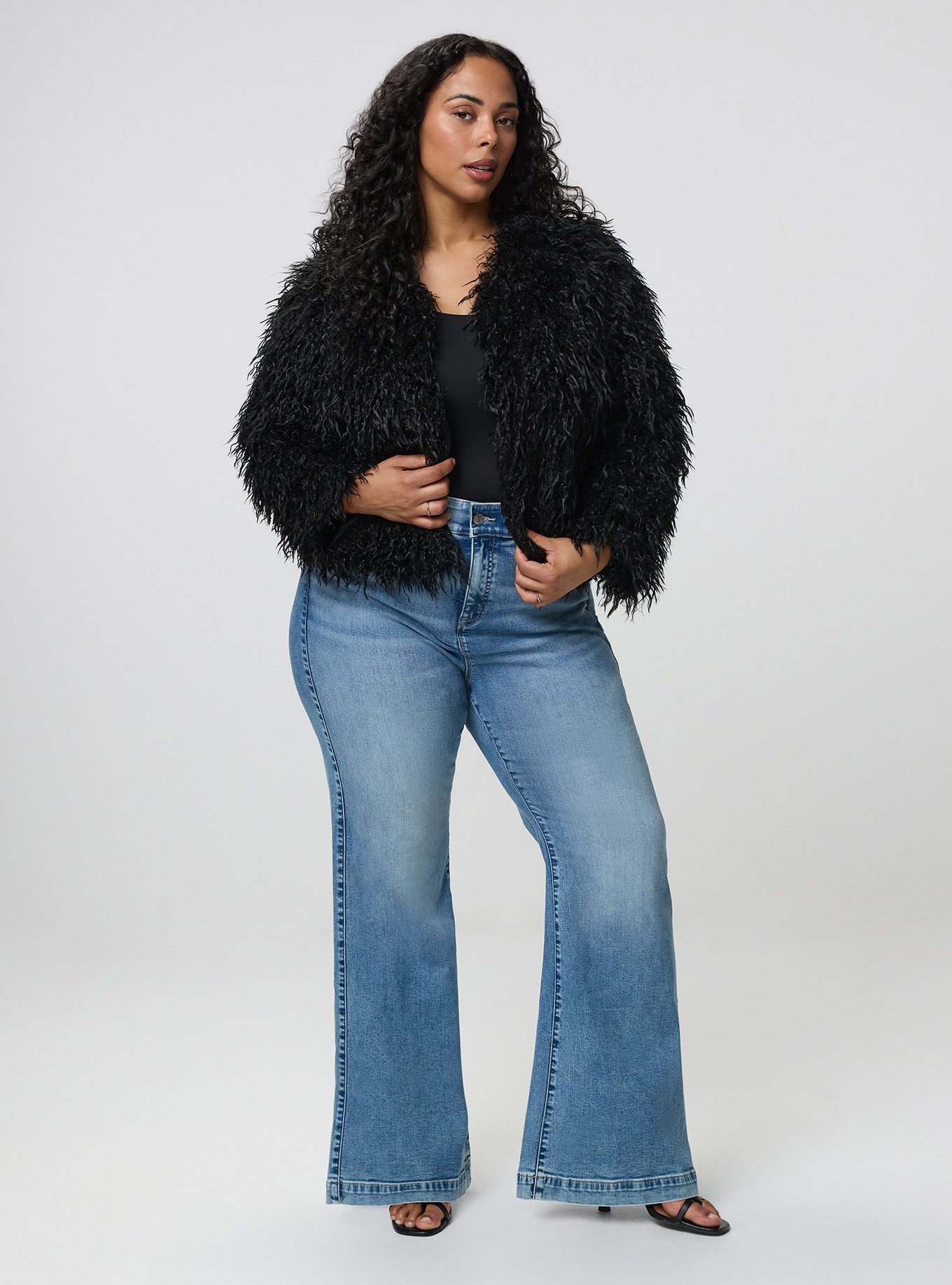 Shaggy Faux Fur Jacket, DEEP BLACK, alternate