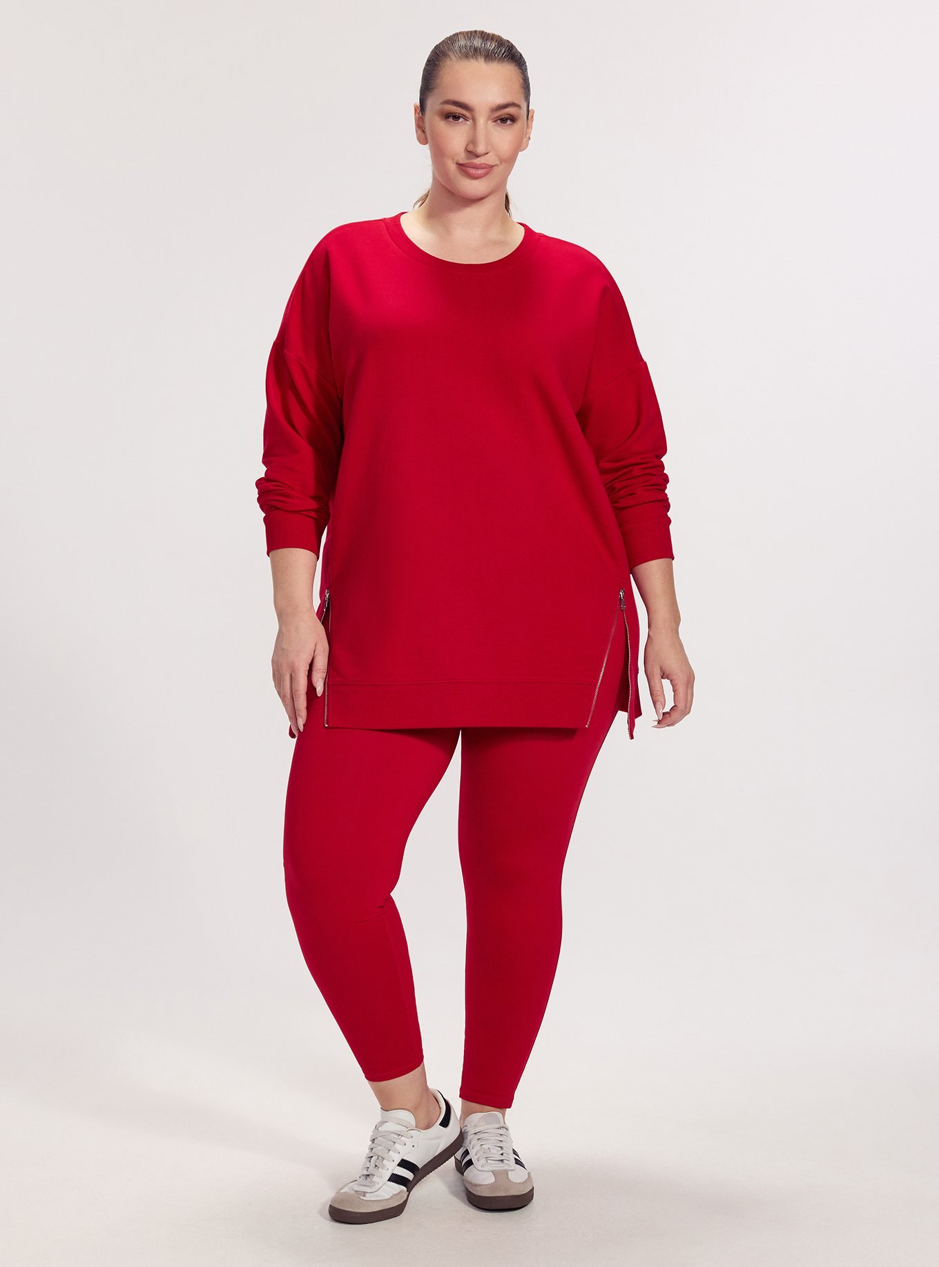 TRU Everyday Fleece Relaxed Active Tunic, JESTER RED, alternate