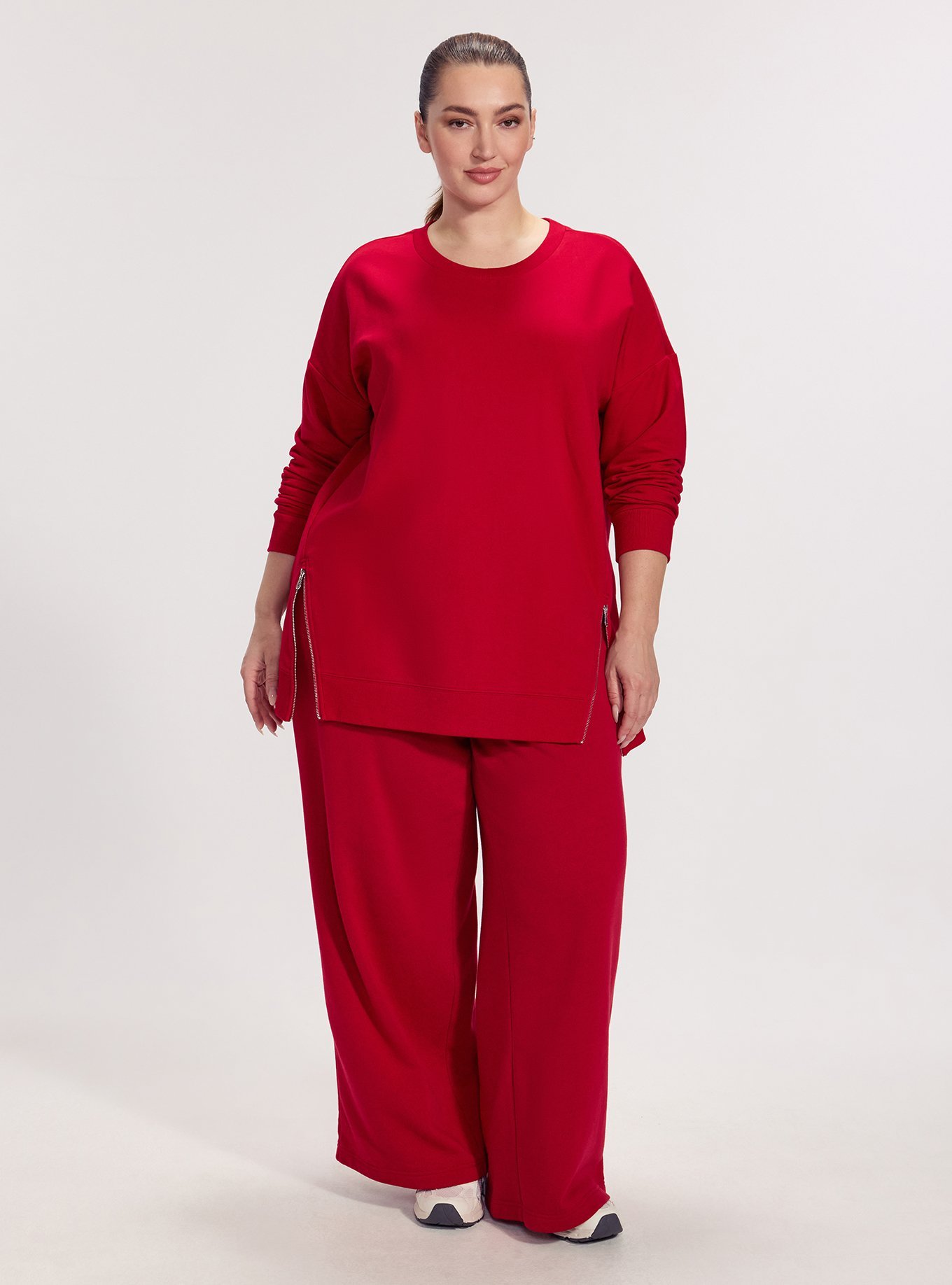 TRU Everyday Fleece Relaxed Active Tunic, JESTER RED, alternate