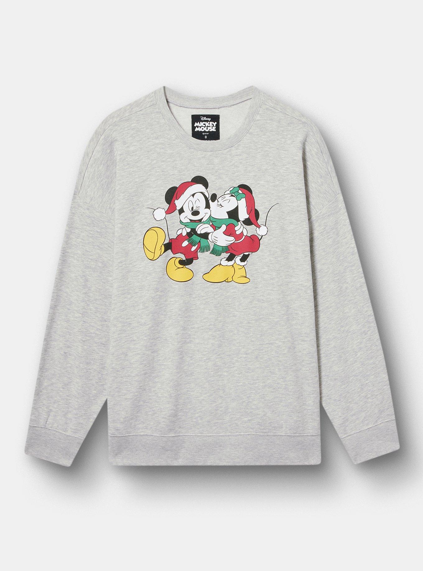 Disney Mickey Mouse Relaxed Fleece Sweatshirt, KISSING MINNIE LT HEATHER GRAY, hi-res