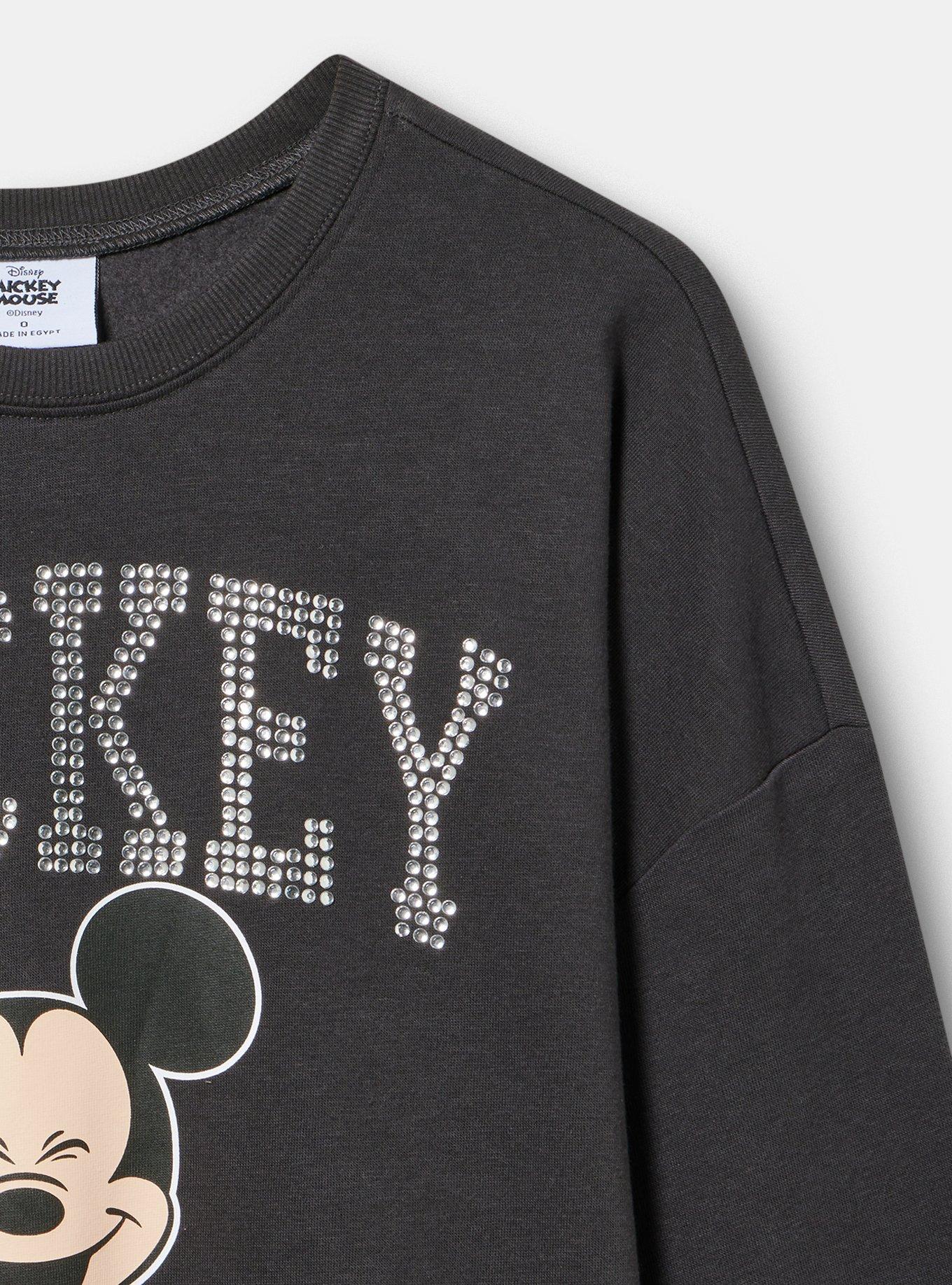 Disney Mickey Mouse Relaxed Fleece Sweatshirt, MICKEY MOUSE RHINESTONES OBSIDIAN, alternate