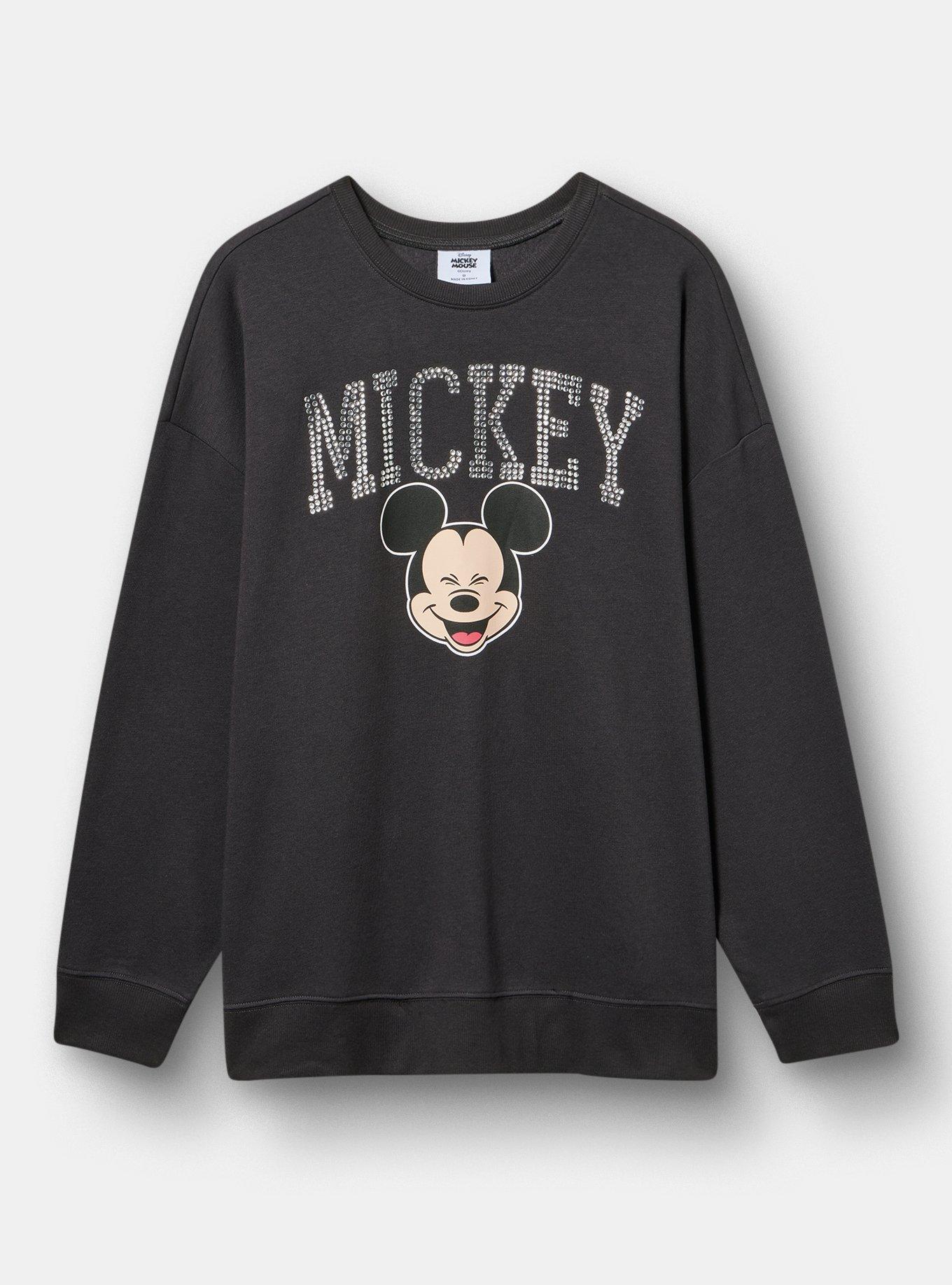 Disney Mickey Mouse Relaxed Fleece Sweatshirt, MICKEY MOUSE RHINESTONES OBSIDIAN, hi-res