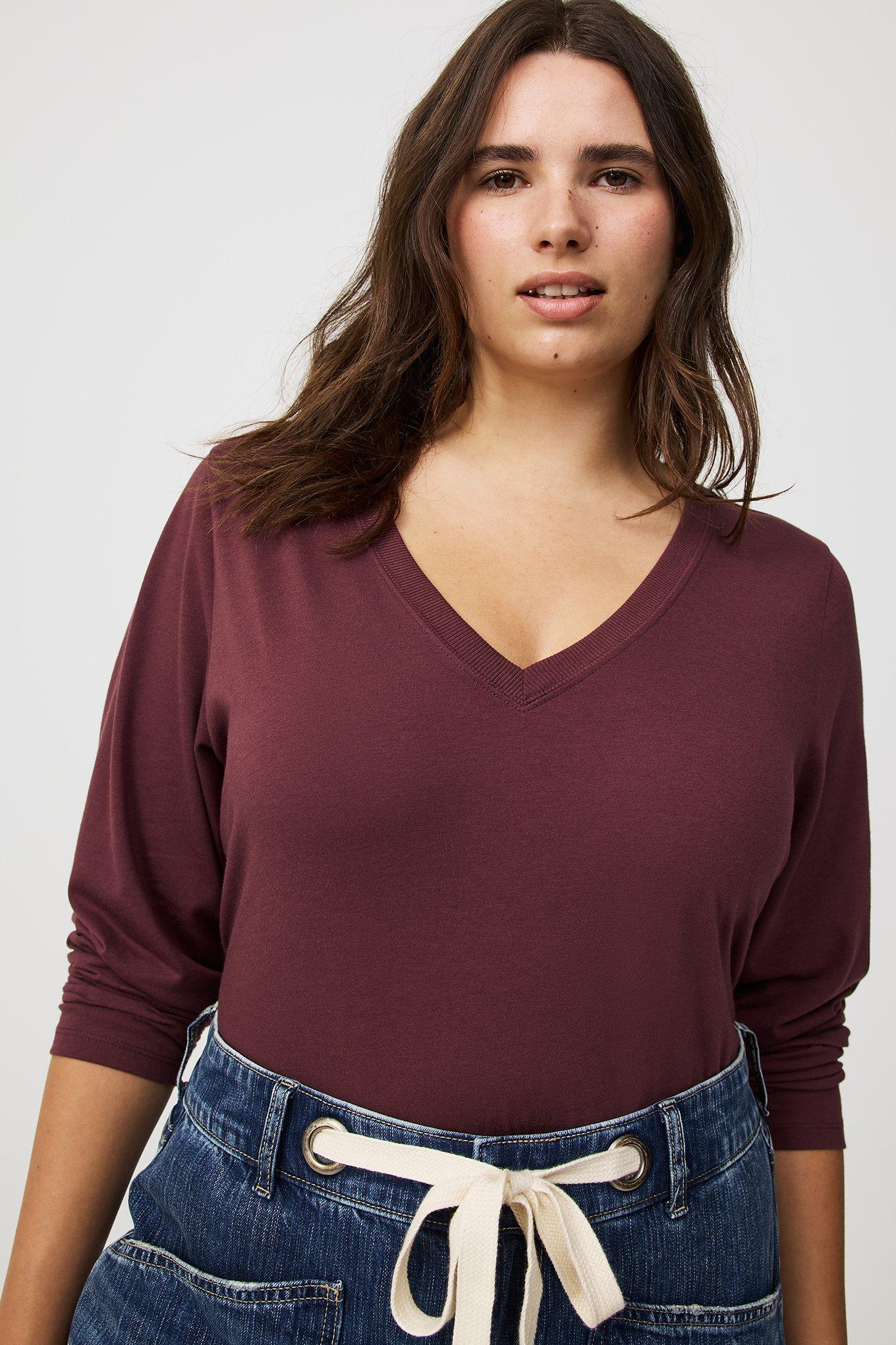 Girlfriend Signature Jersey Long Sleeve V-Neck Tee