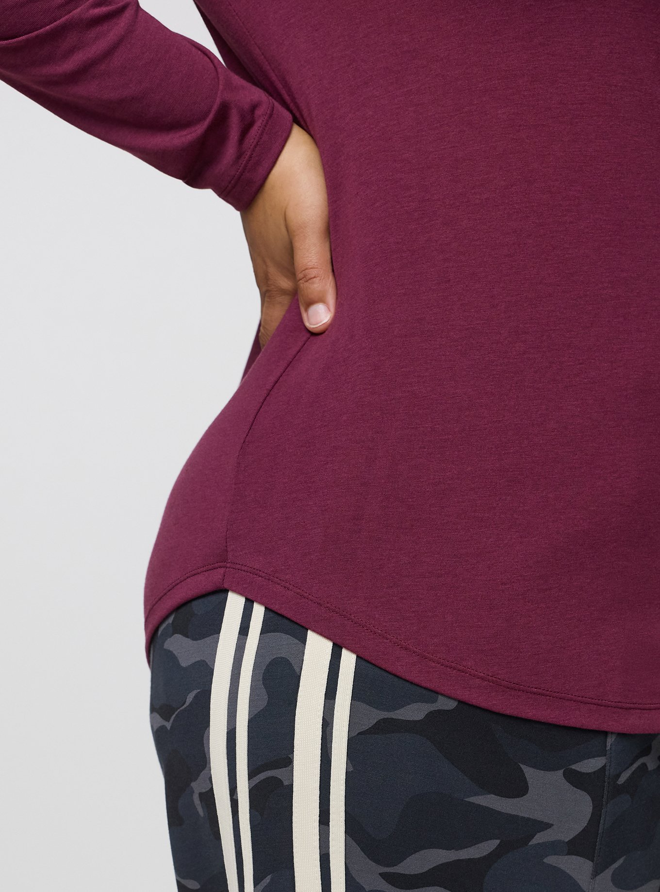 Girlfriend Signature Jersey V-Neck Long Sleeve Tee, MAROON BANNER, alternate