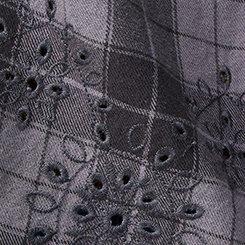 Embroidered Flannel Crop Shirt, BILLY PLAID PHANTOM, swatch