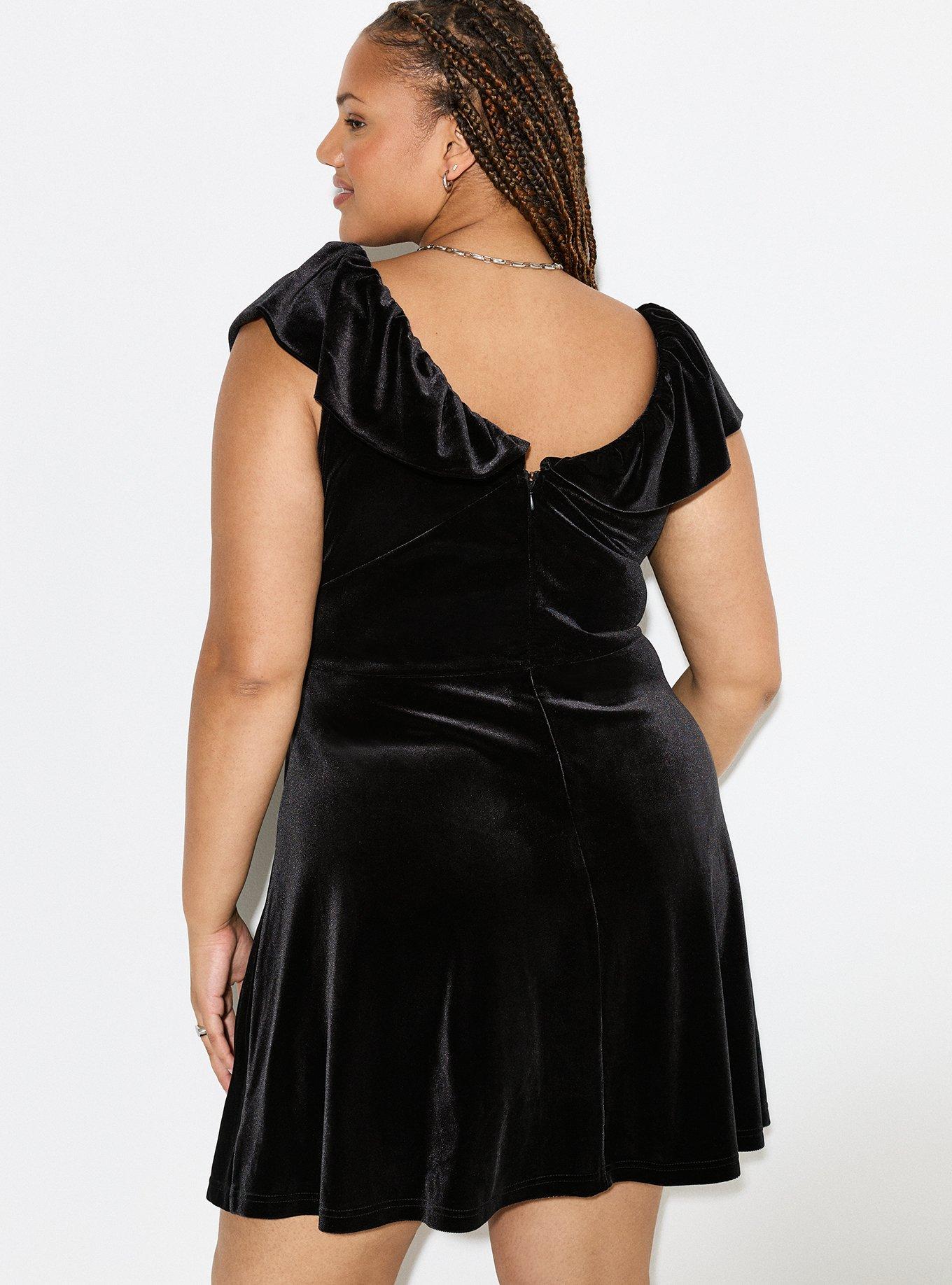 LoveSick Velvet Flutter Sleeve Babydoll Dress