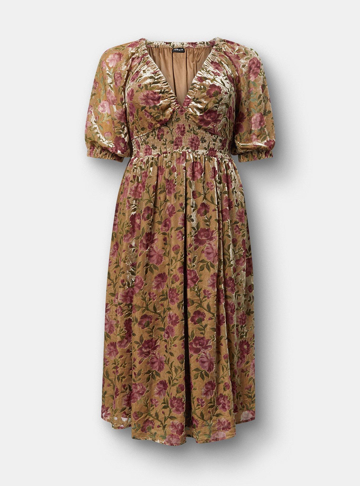 Plus Size - Burnout Velour Tea Length Dress - Torrid