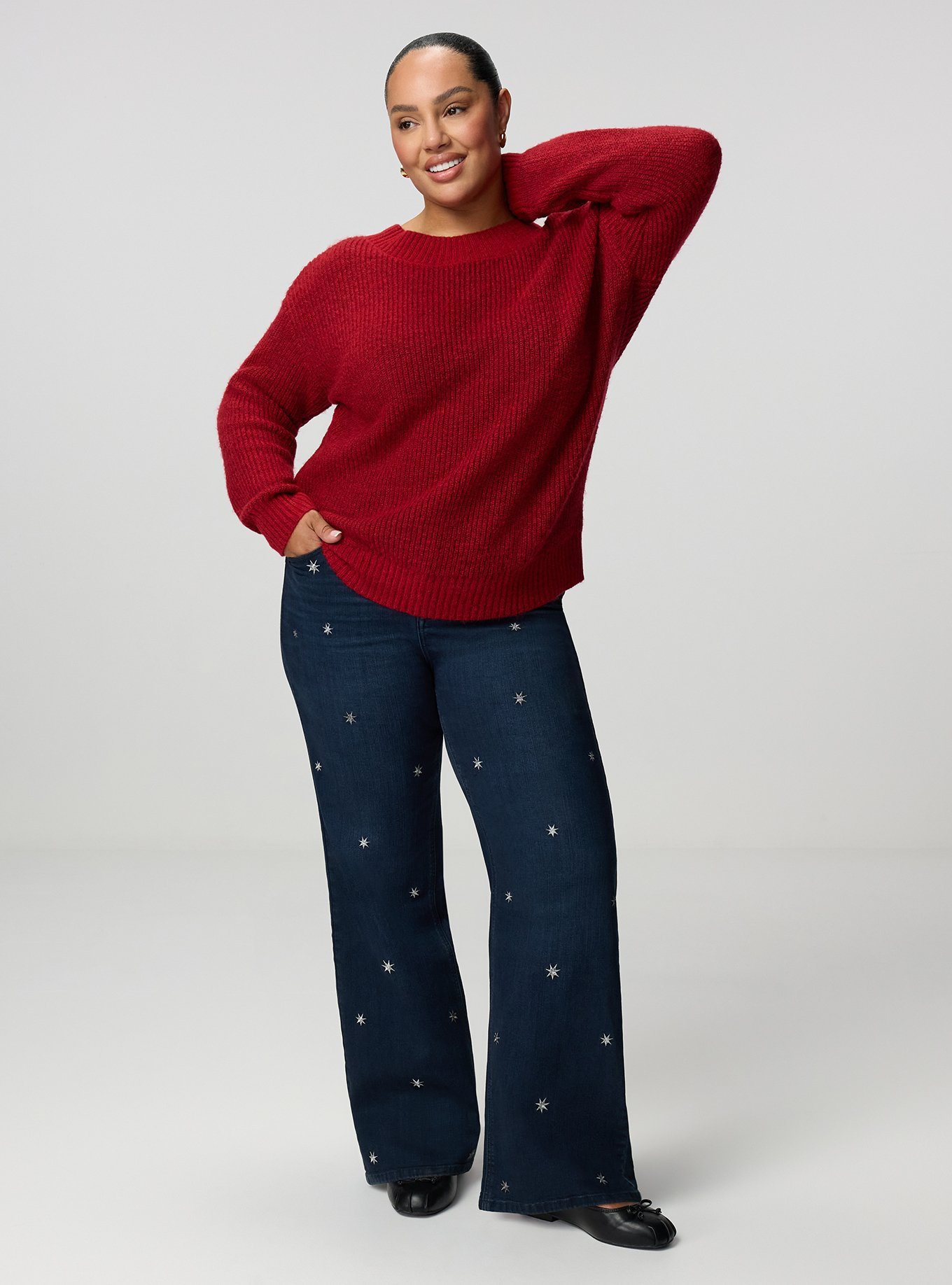 Back Bow Pullover Sweater, JESTER RED, alternate