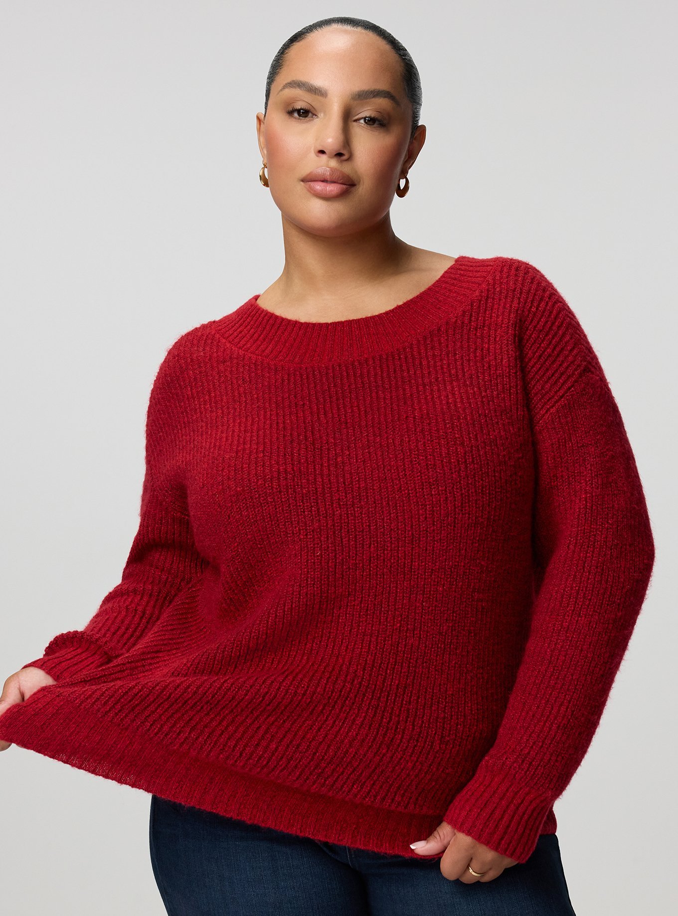 Back Bow Pullover Sweater, JESTER RED, alternate