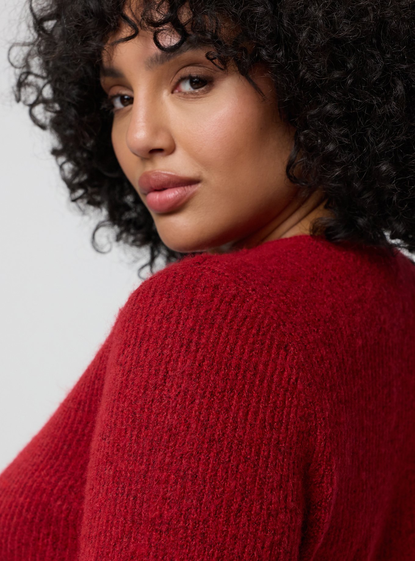 Vegan Cashmere Shrug Sweater, JESTER RED, alternate