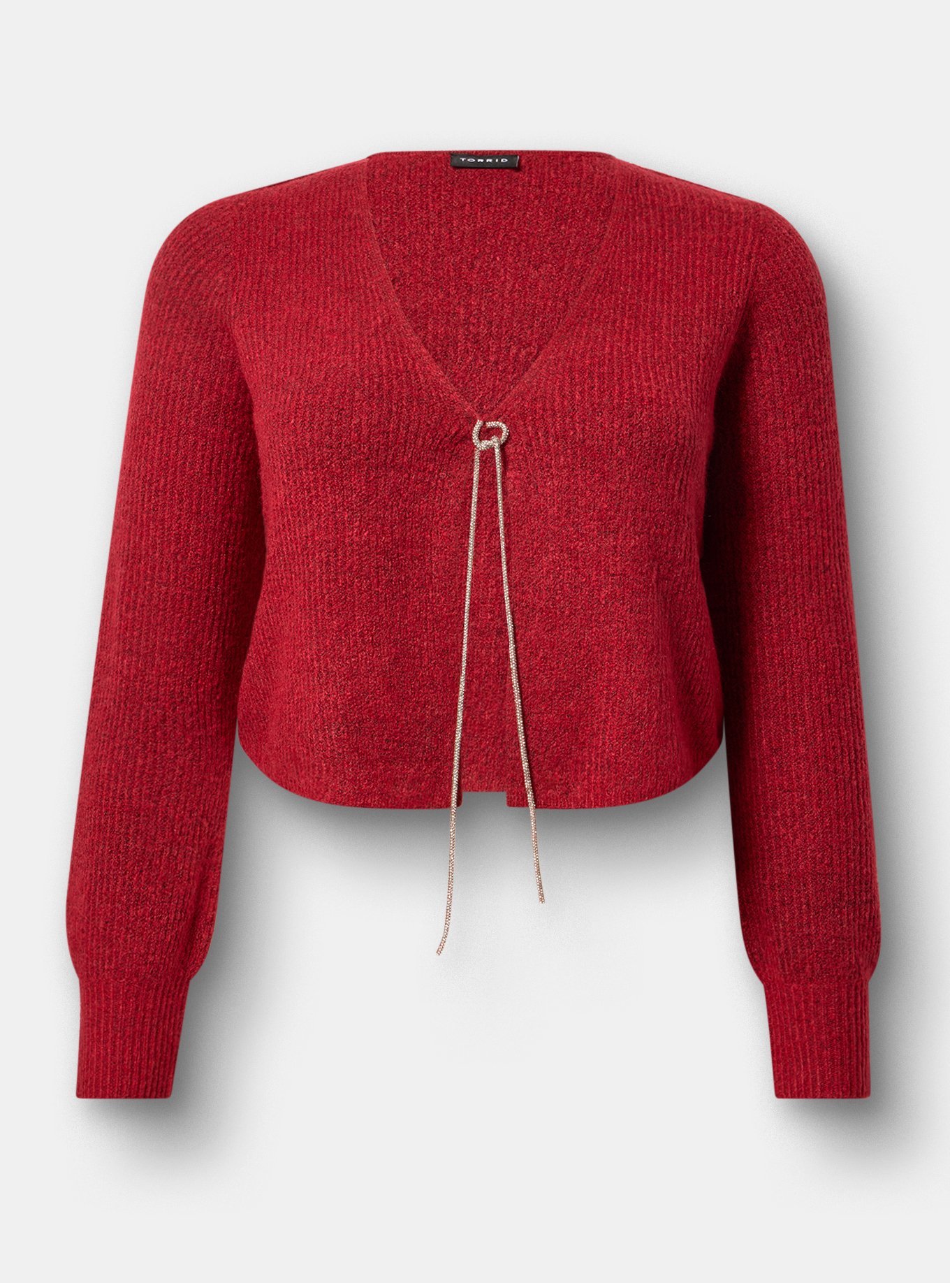 Vegan Cashmere Shrug Sweater, JESTER RED, flat