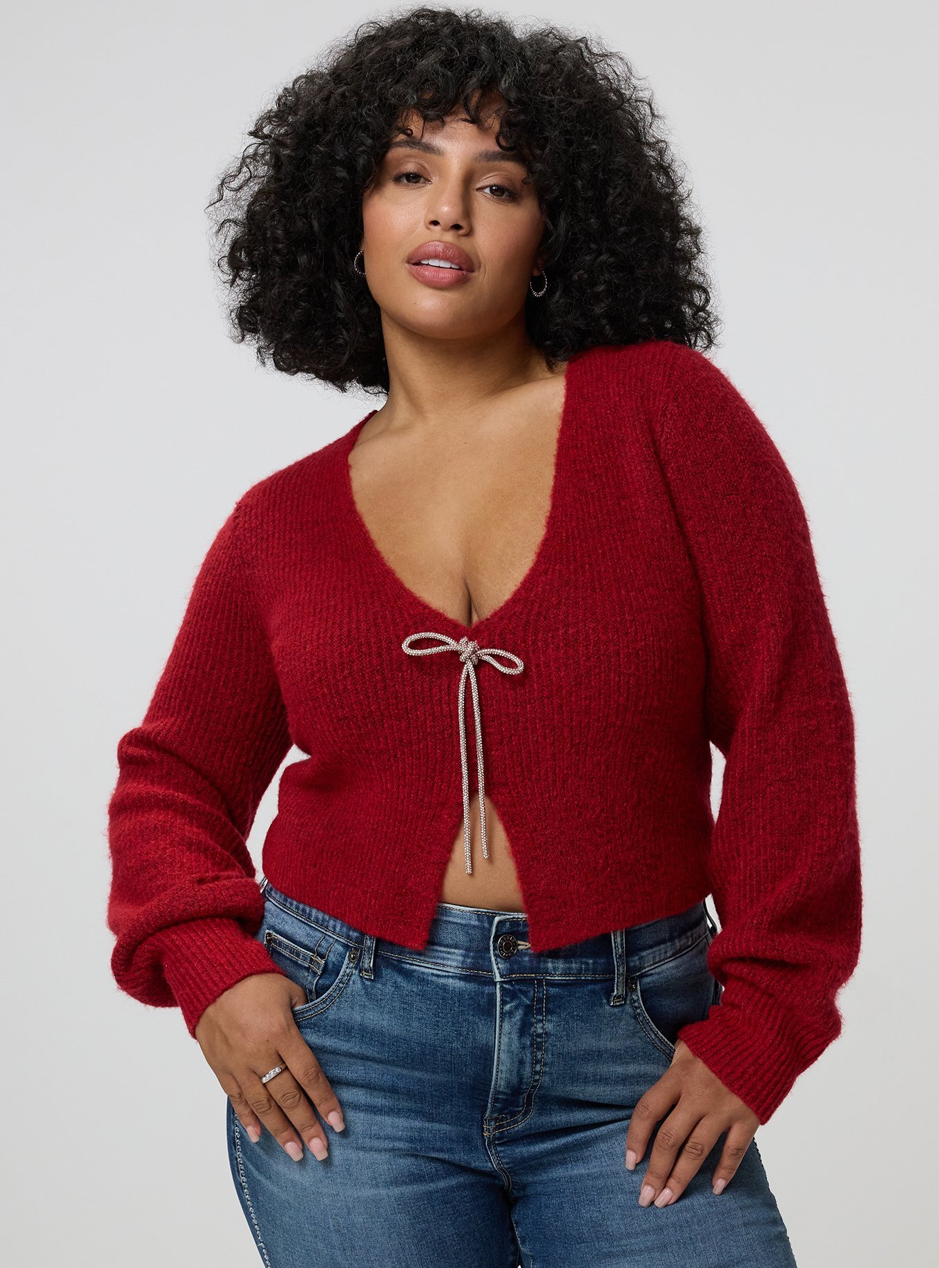 Vegan Cashmere Shrug Sweater, JESTER RED, hi-res
