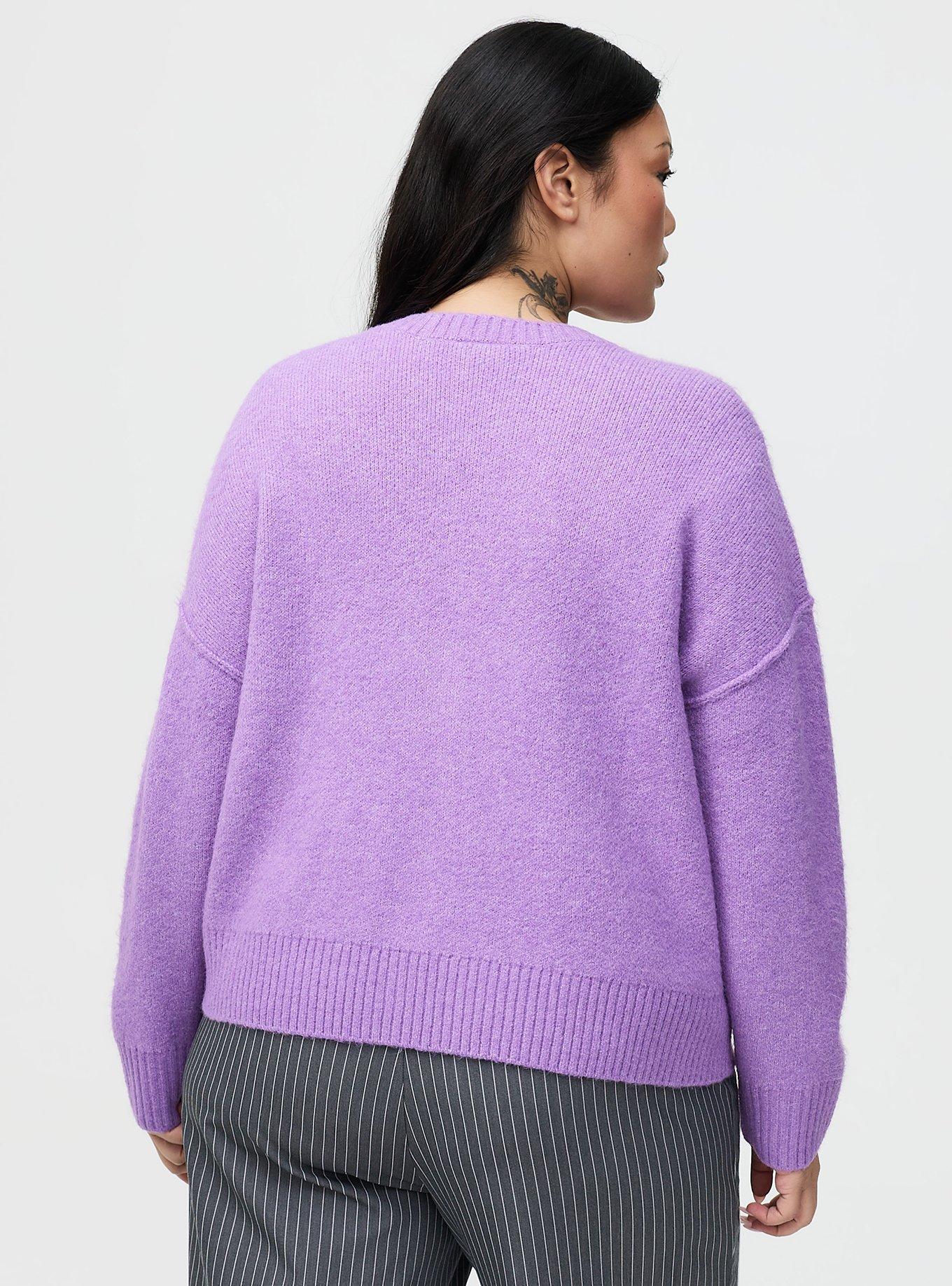 Vegan Cashmere V-Neck Cardigan, HYACINTH, alternate